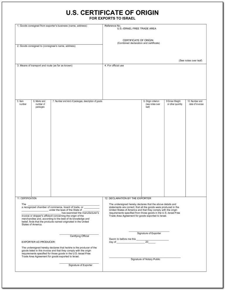 Nafta Certificate Of Origin Blank Form Form Resume Pertaining To