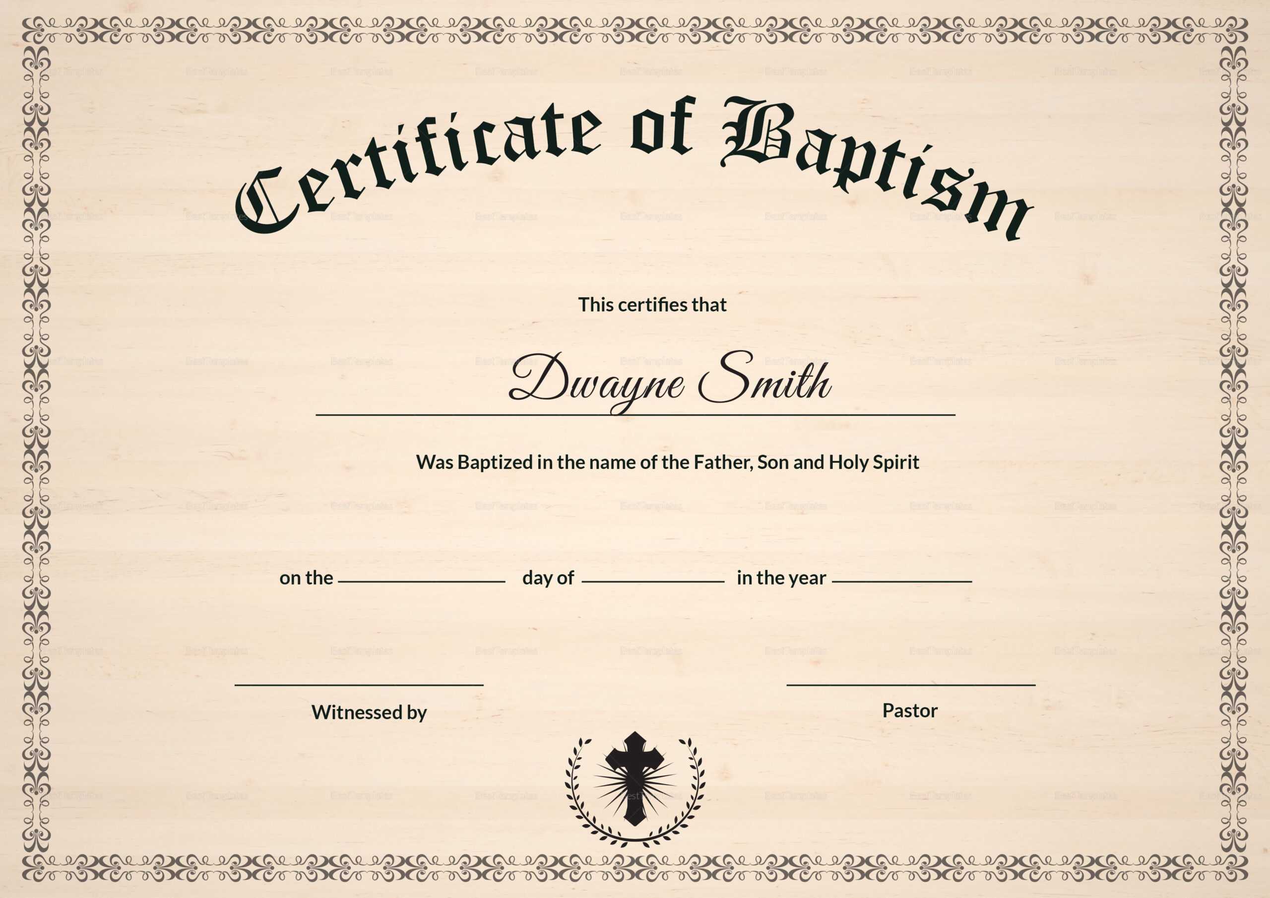 001 Certificate Of Baptism Template Unique Ideas Catholic In Christian