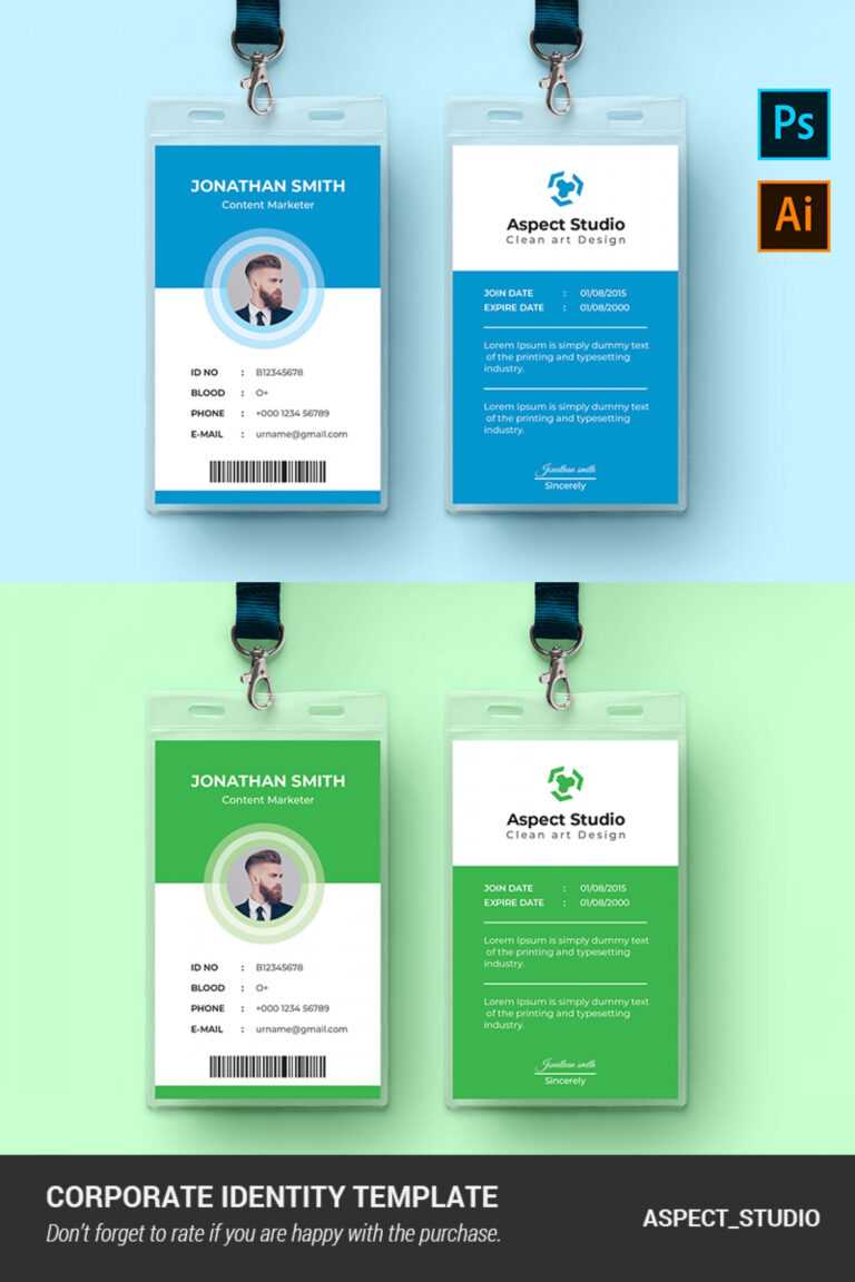 001 Employee Id Card Template Ai Free Download Ideas Blue for Id Card