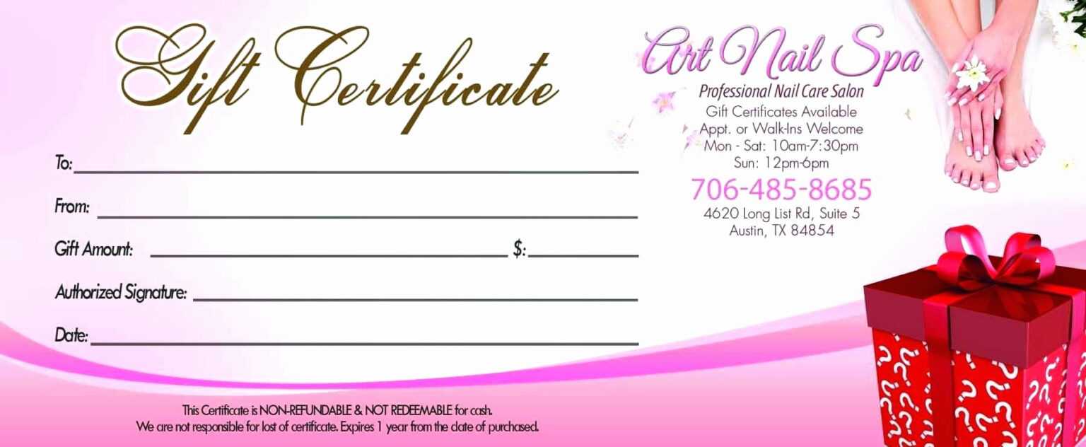 Nail Gift Certificate Template Free Great Sample Templates