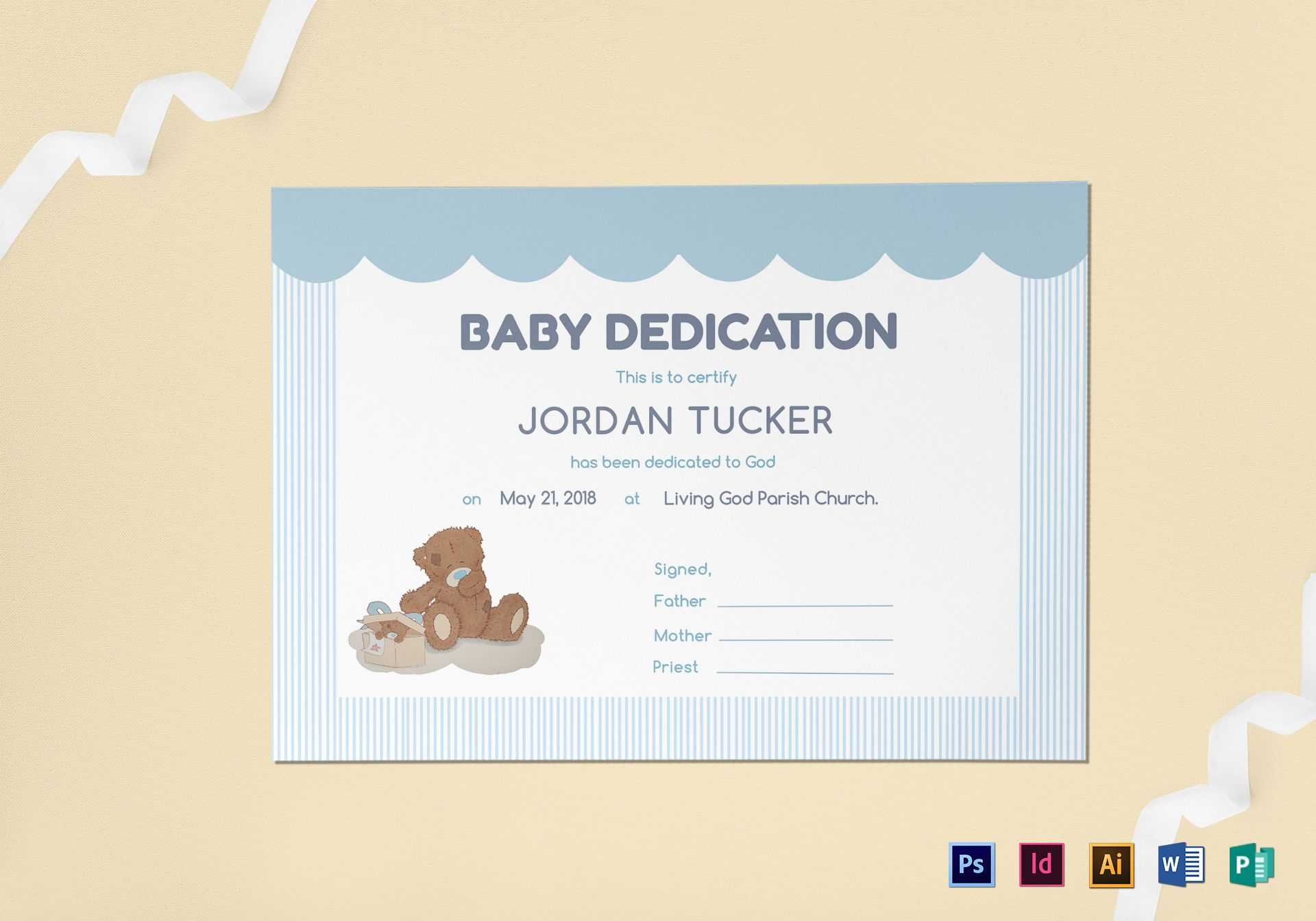 001 Template Ideas Baby Dedication Certificate Mock Inside Baby Christening Certificate Template