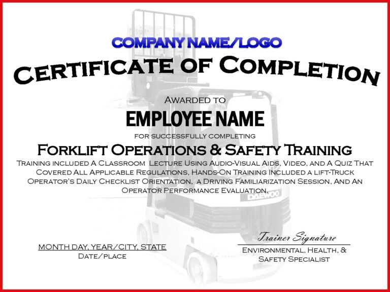 Forklift Truck Training Certificate Template Free