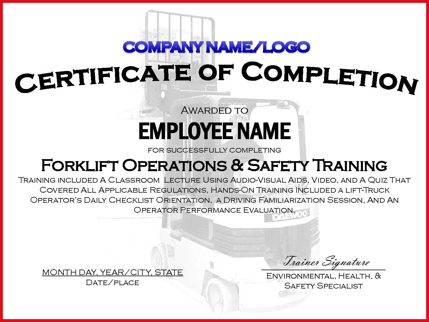 002 Forklift Truck Training Certificate Template Free Osha Regarding Forklift Certification Template