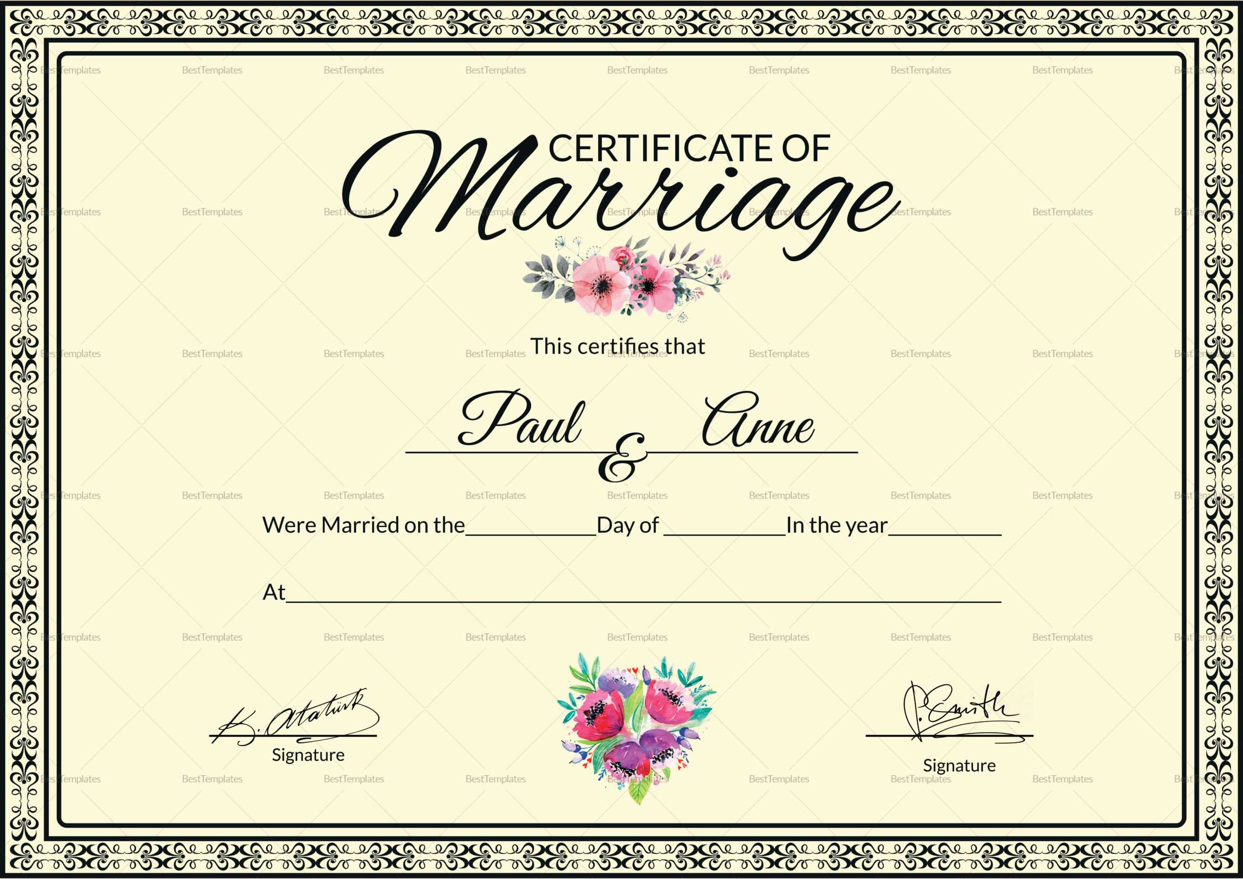 002 Template Ideas Certificate Of Marriage Beautiful Pertaining To Certificate Of Marriage Template