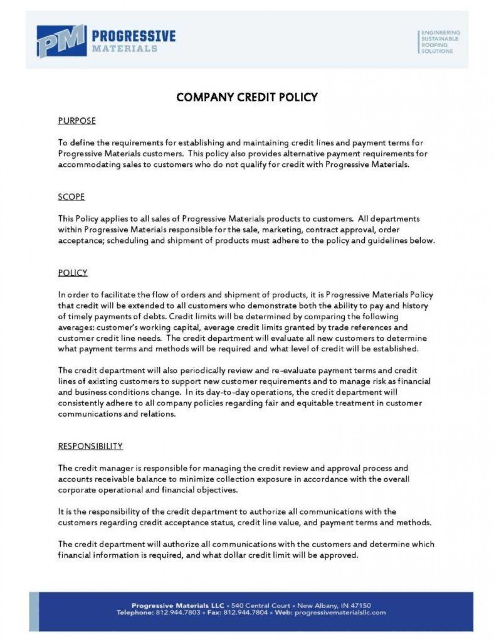 Company Credit Card Policy Template Word