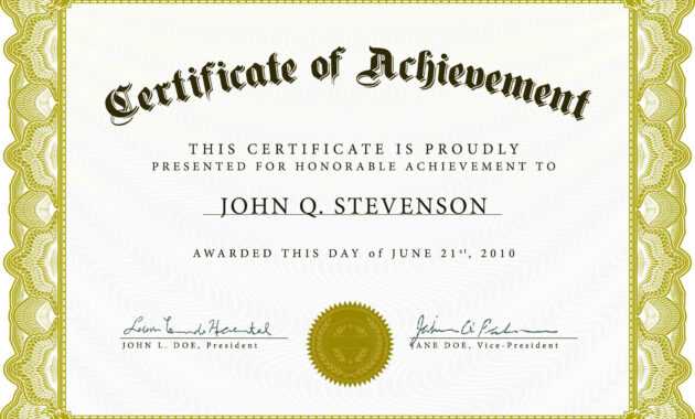 003 Army Certificate Of Achievement Template Microsoft Word with regard to Certificate Of Achievement Army Template