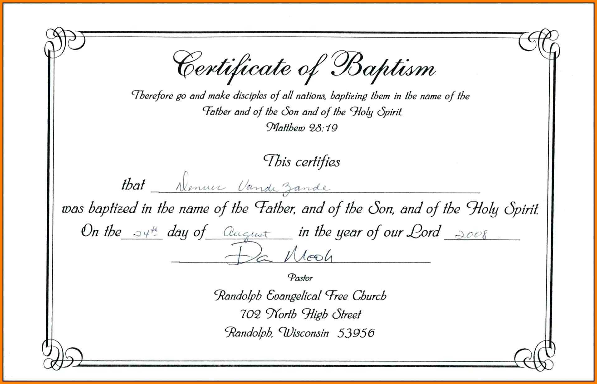 003 Certificate Of Baptism Template Ideas Unique Catholic Throughout Christian Certificate Template