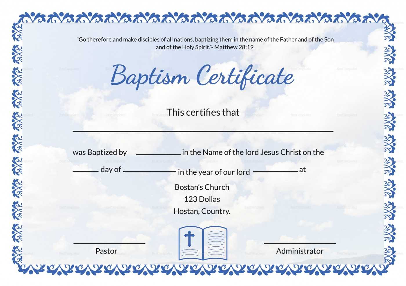 003 Certificate Of Baptism Template Ideas Unique Word Church With Baptism Certificate Template Word