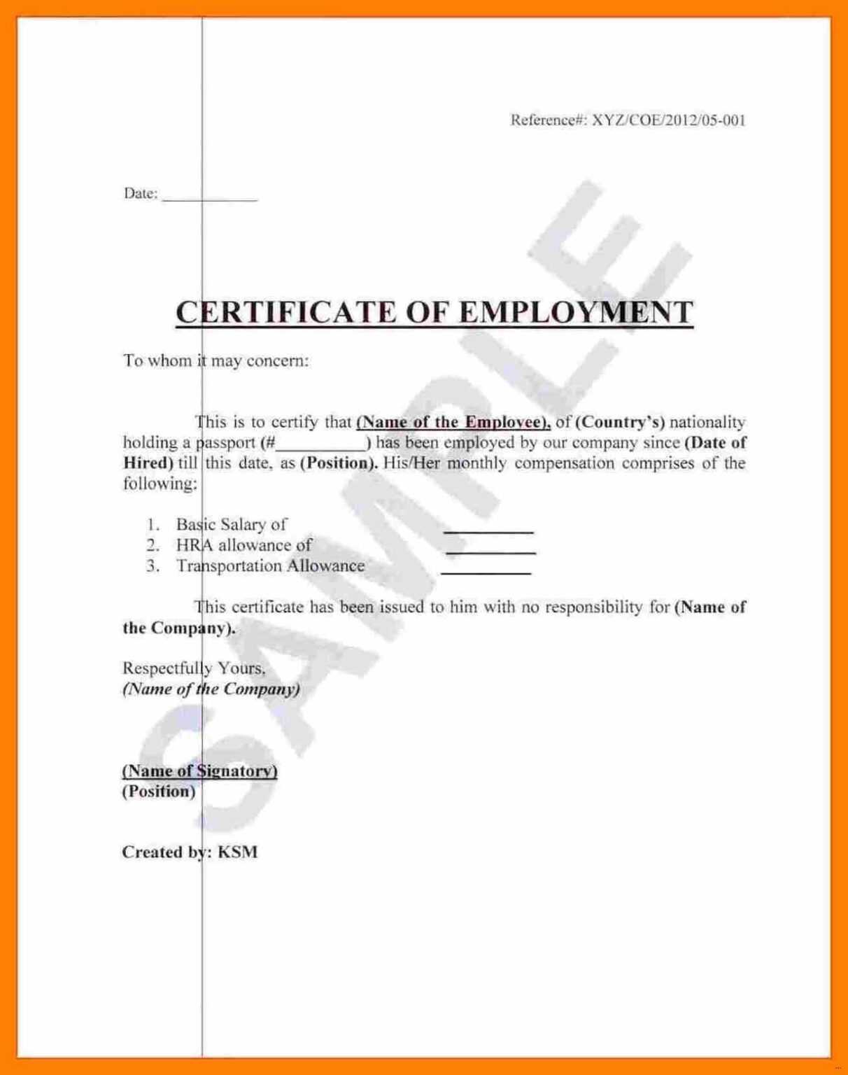 Employee Certificate Of Service Template Sample gelorailmu