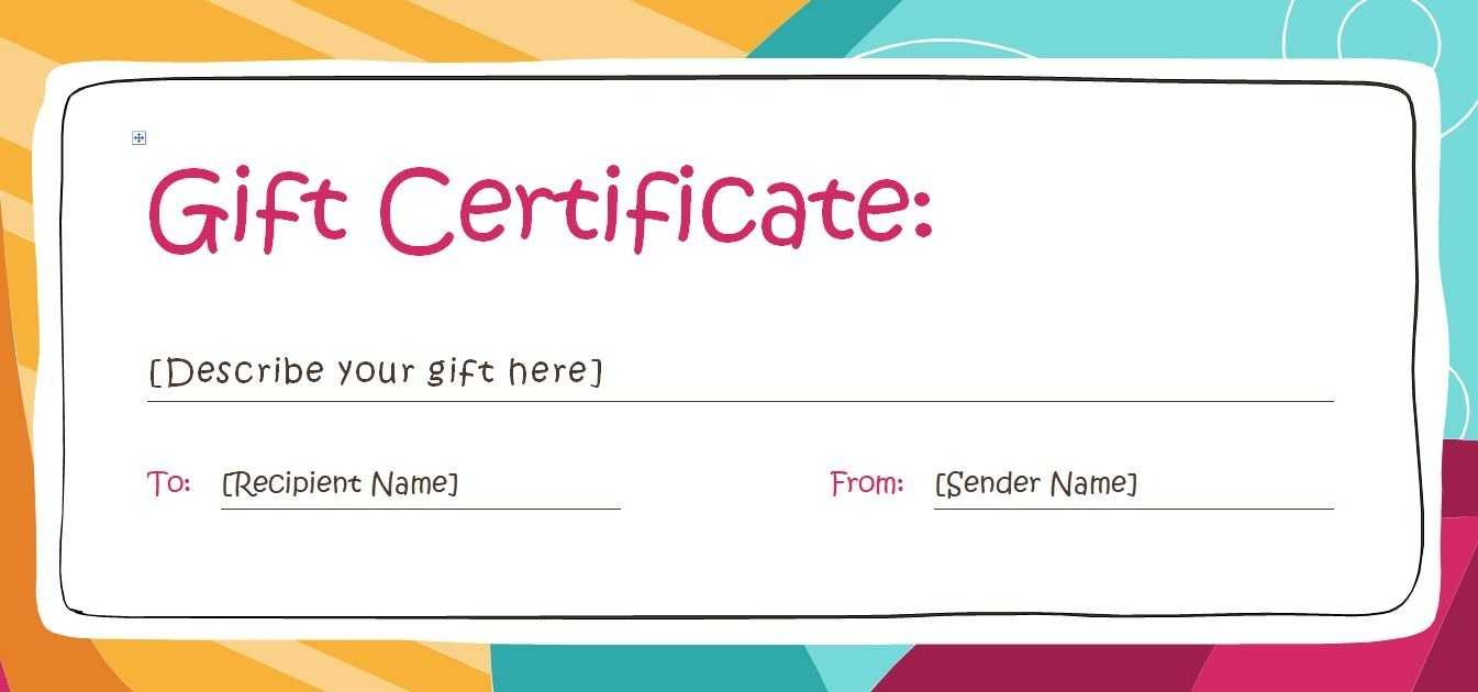 003 Template Ideas Free Printable Gift Certificate Pages Within Kids Gift Certificate Template