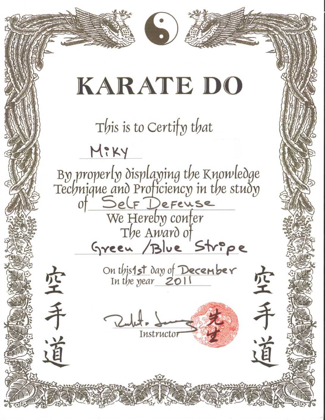 003 Template Ideas Martial Arts Certificate Templates Vector For Green Belt Certificate Template