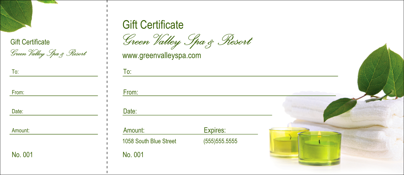 004 Spa Gift Certificate Redesigned Product Front Template Inside Spa Day Gift Certificate Template