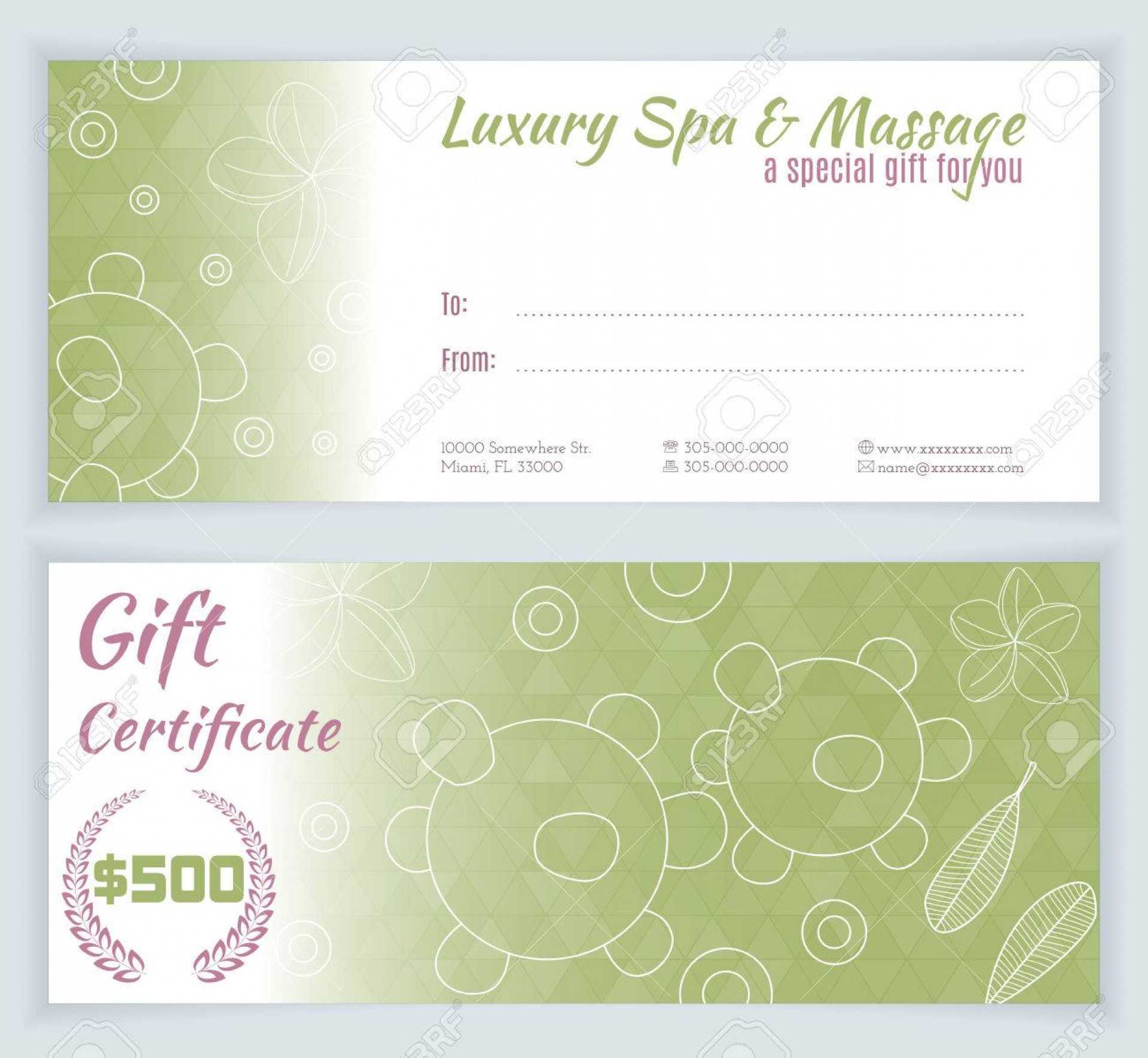 004 Spa Gift Certificate Redesigned Product Front Template Regarding Spa Day Gift Certificate Template