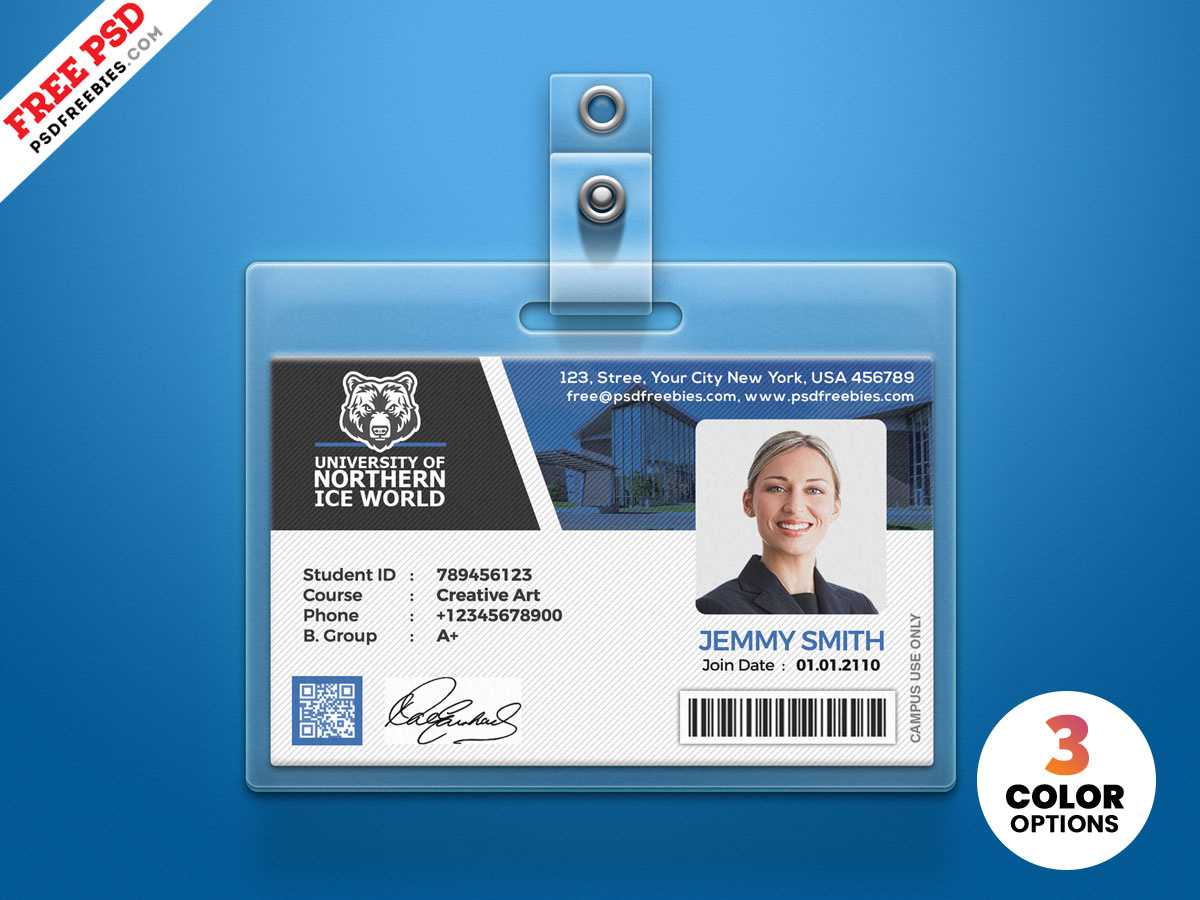 004 University Student Identity Card Psd Id Design Template Within Id Card Design Template Psd Free Download