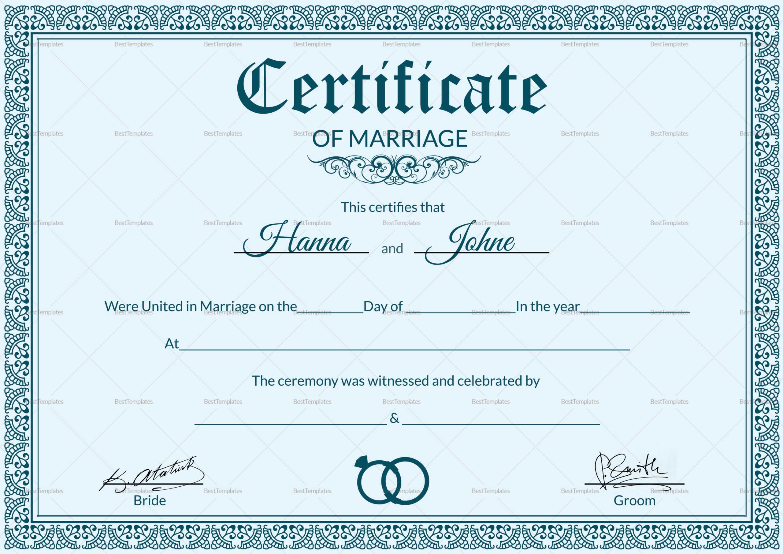005 Marriage Certificate Template28129 Of Template Beautiful With Regard To Certificate Of Marriage Template