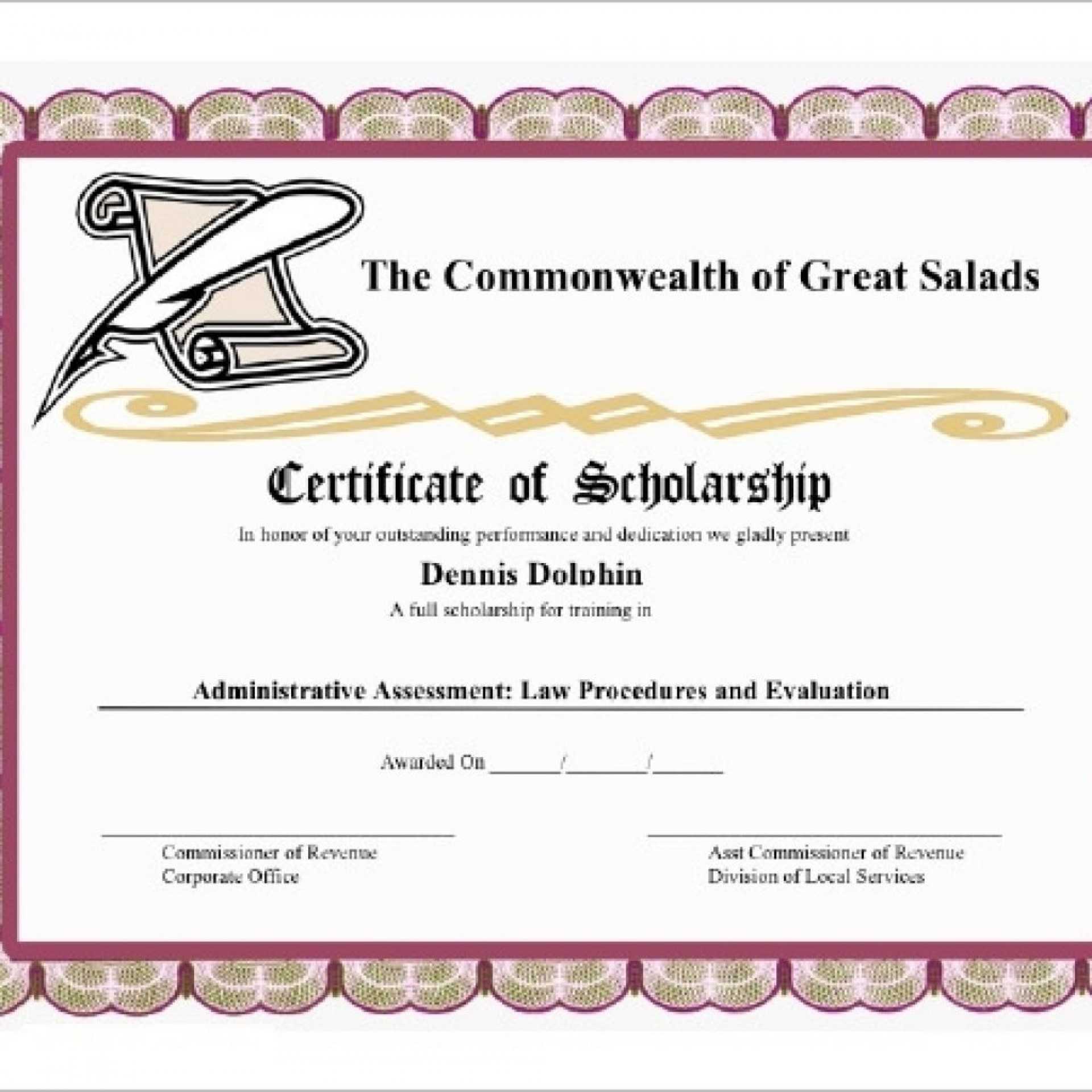 005 Scholarship Award Certificate Template Word Templates Pertaining To Scholarship Certificate Template Word