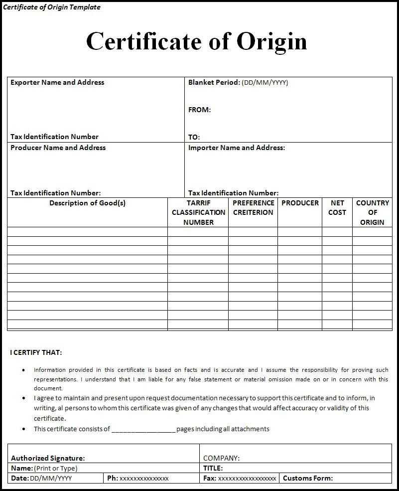 005 Template Ideas Certificate Of Origin Excel Awesome Nafta Regarding Nafta Certificate Template