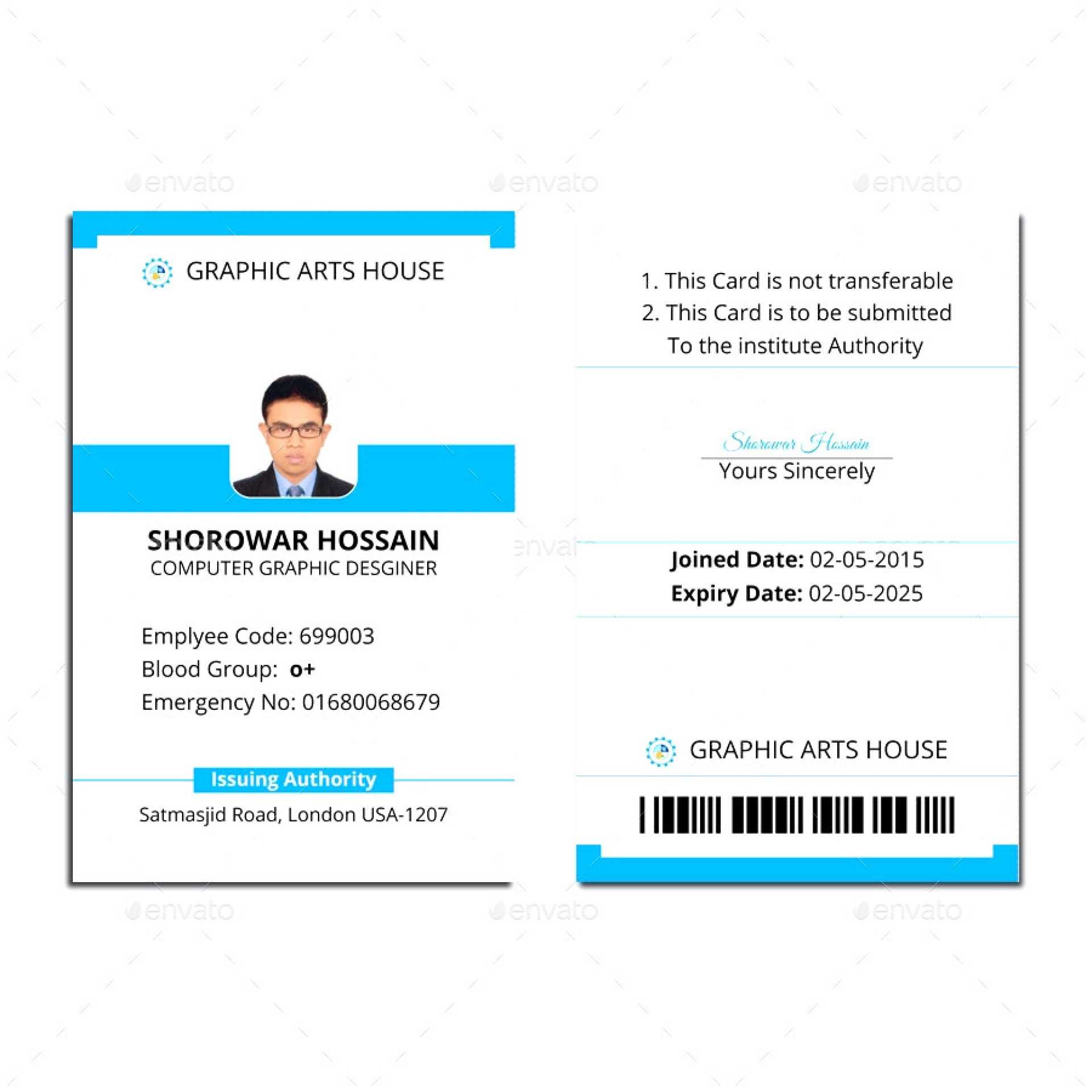 employee id card template free download word