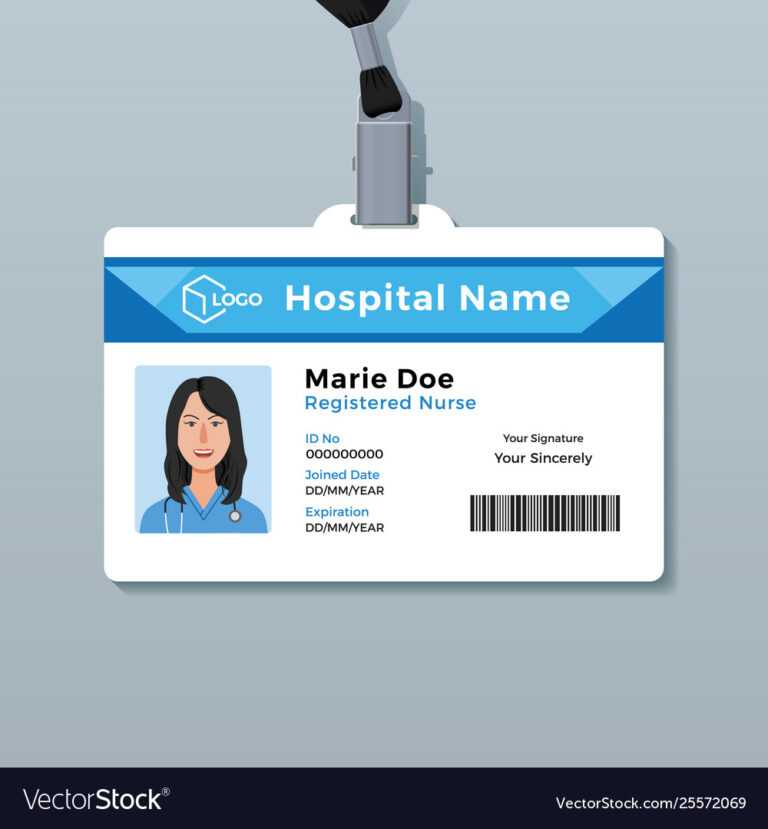 006 Nurse Id Card Medical Identity Badge Template Vector ...