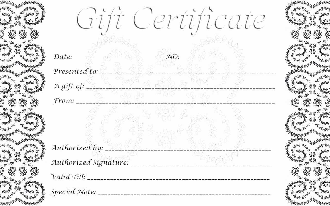 006 Template Ideas Blank Gift Certificate Online Printable Inside Black And White Gift Certificate Template Free