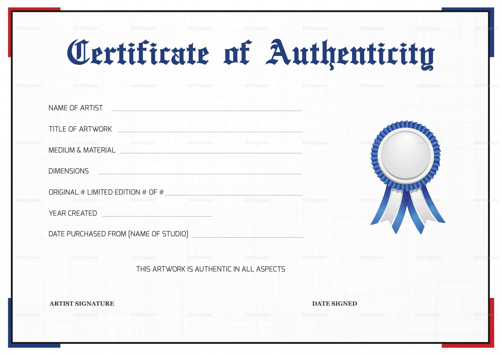 007 Certificate Of Authenticity Template Free Aplg With Regard To Photography Certificate Of Authenticity Template
