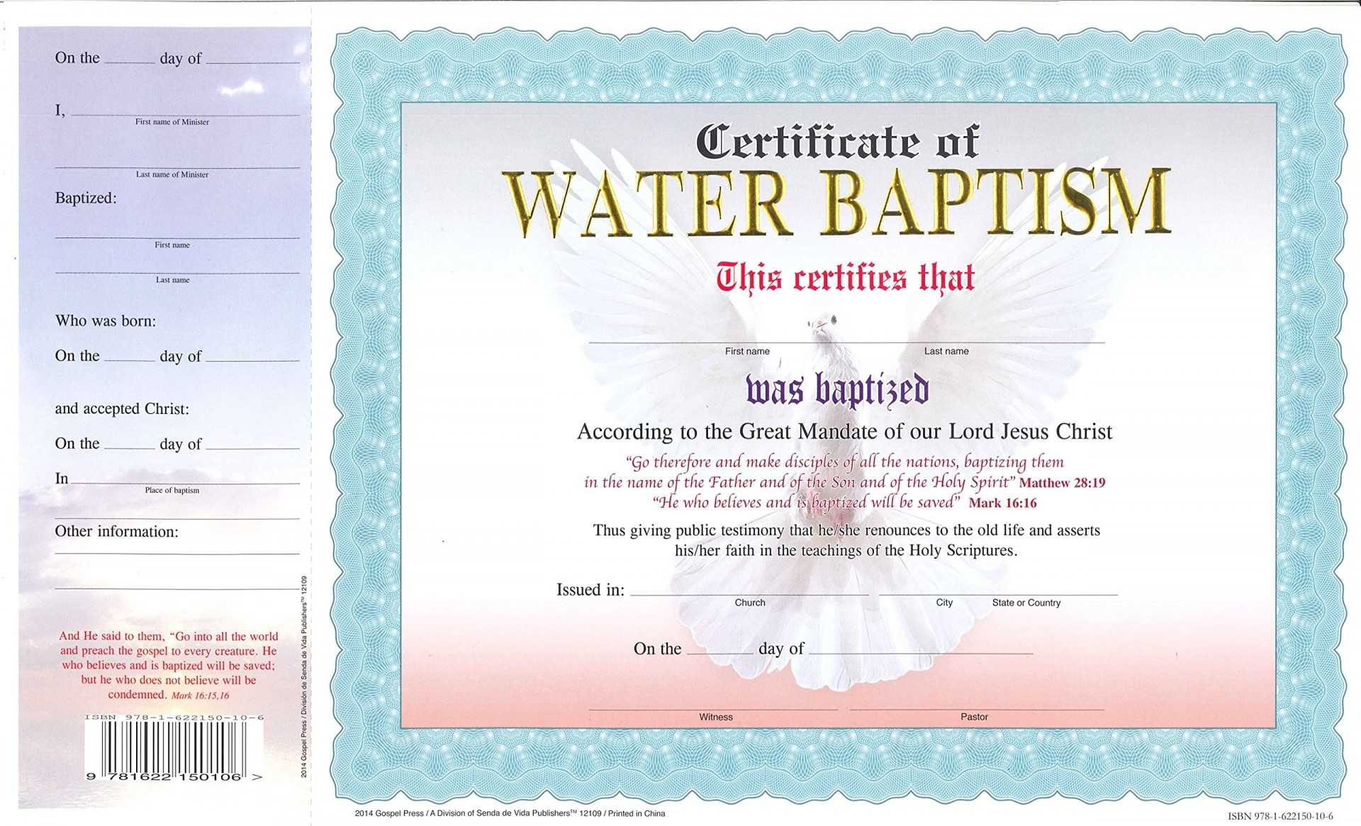 007 Certificate Of Baptism Template Ideas Unique Church In Christian