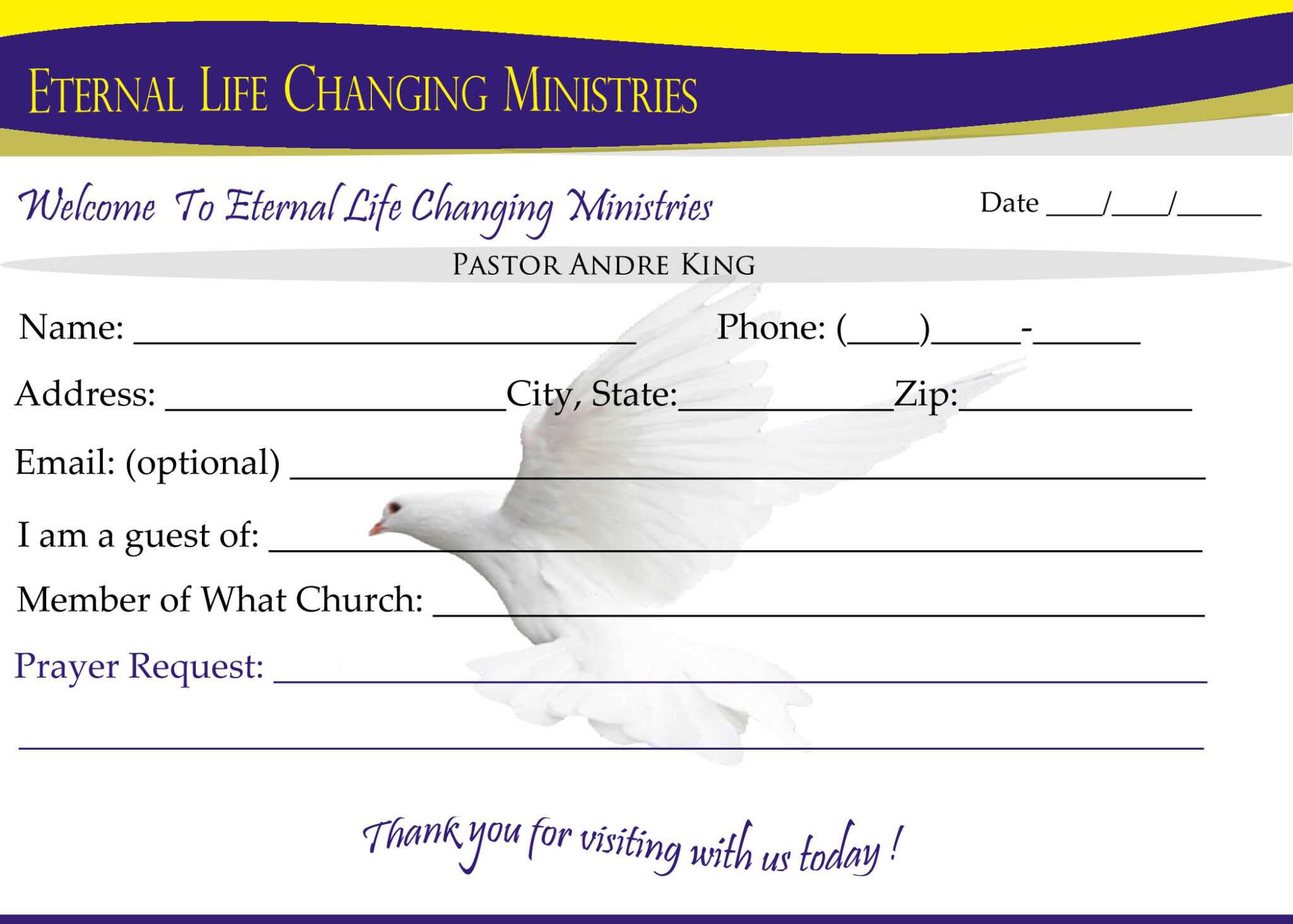 007 Template Ideas Eternal Life Visitor Card Church With Church Visitor