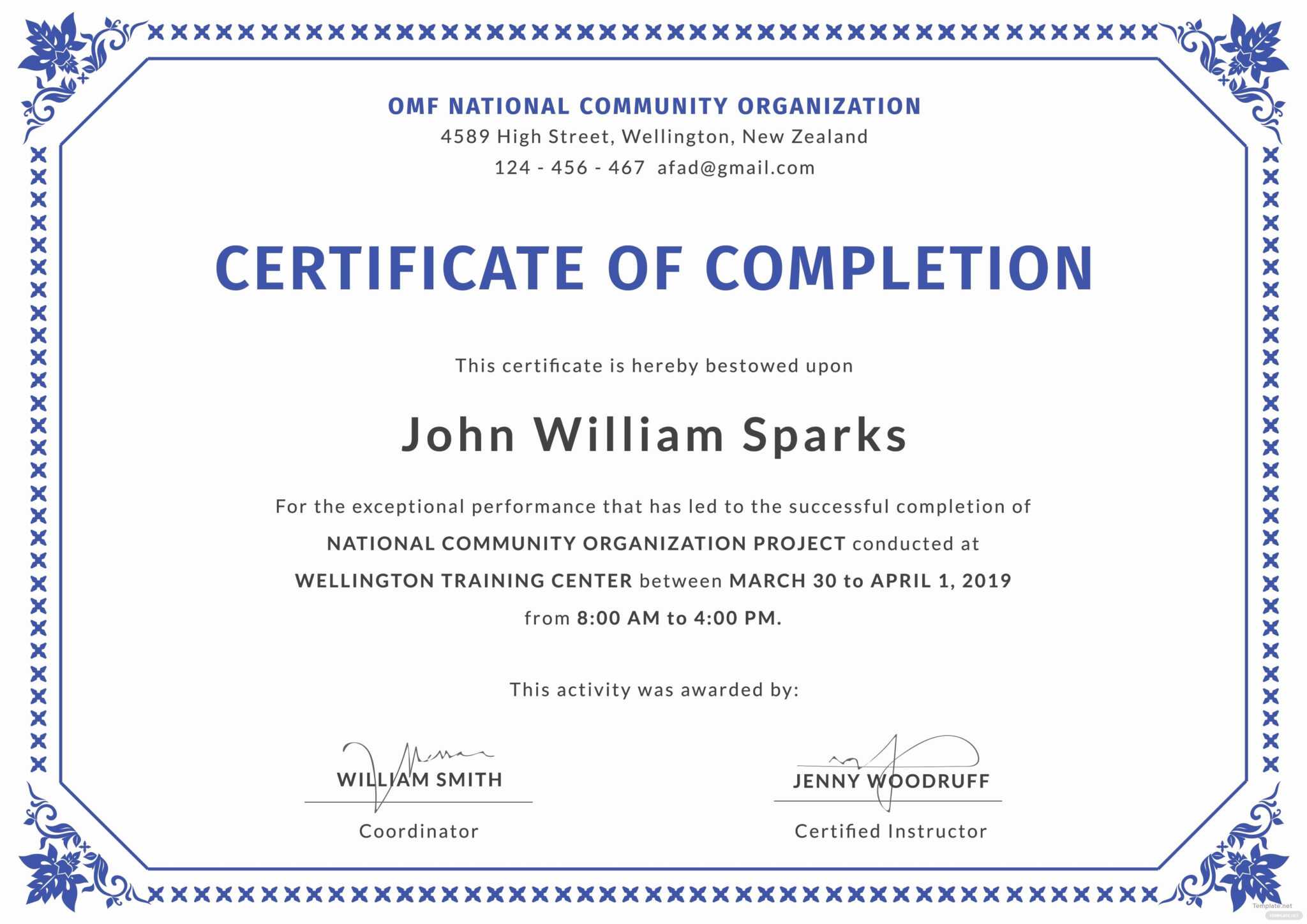 008 Free Course Completion Certificate Template Sample Copy inside