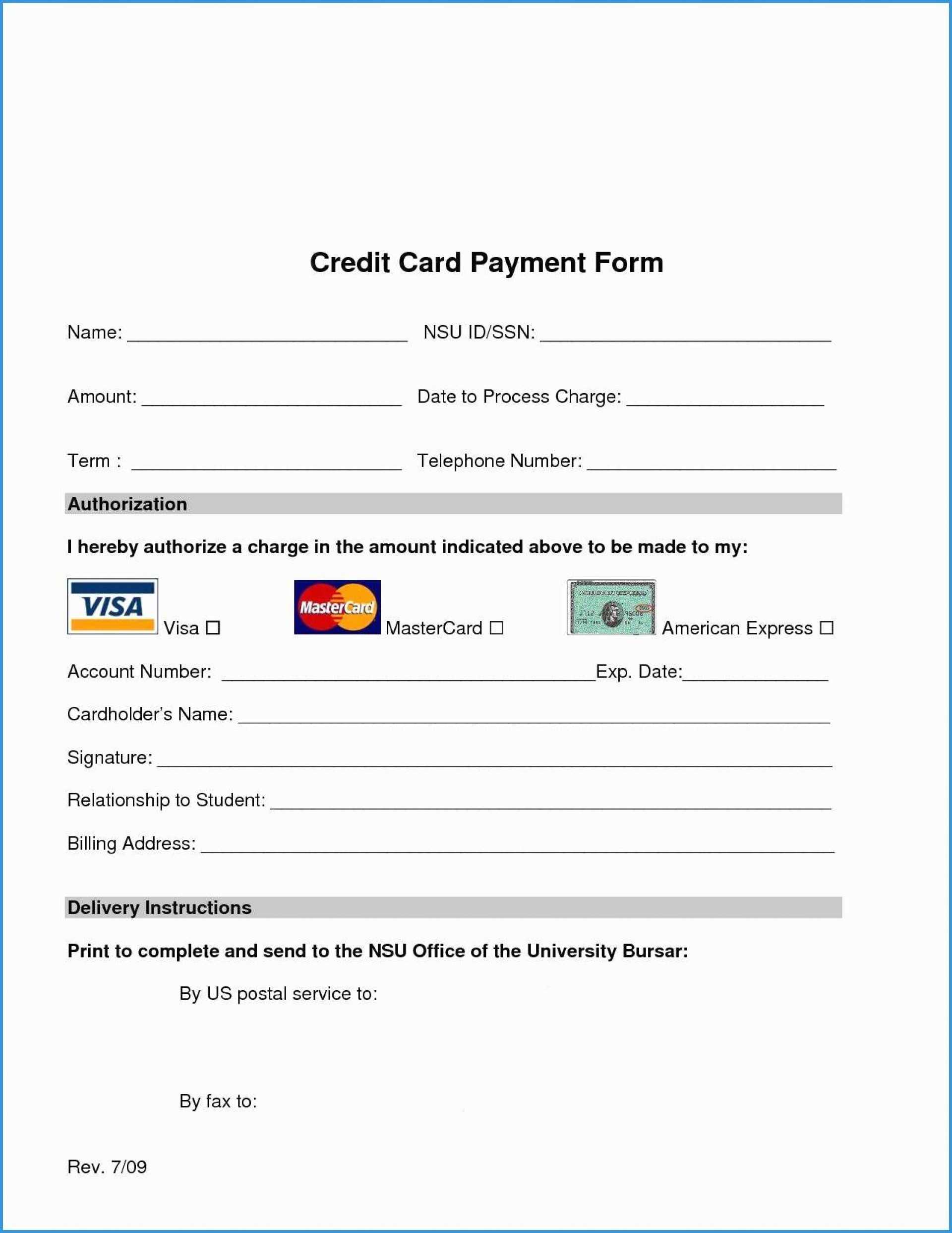 009 Credit Card Authorization Form Template Free Download For Credit Card Billing Authorization Form Template