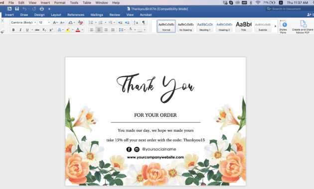 009 Editable Thank You Post Card Template Word Top Ideas with regard to Thank You Card Template Word