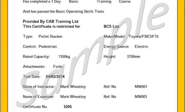 009 Forklift Certification Card Template Free Original throughout Forklift Certification Template