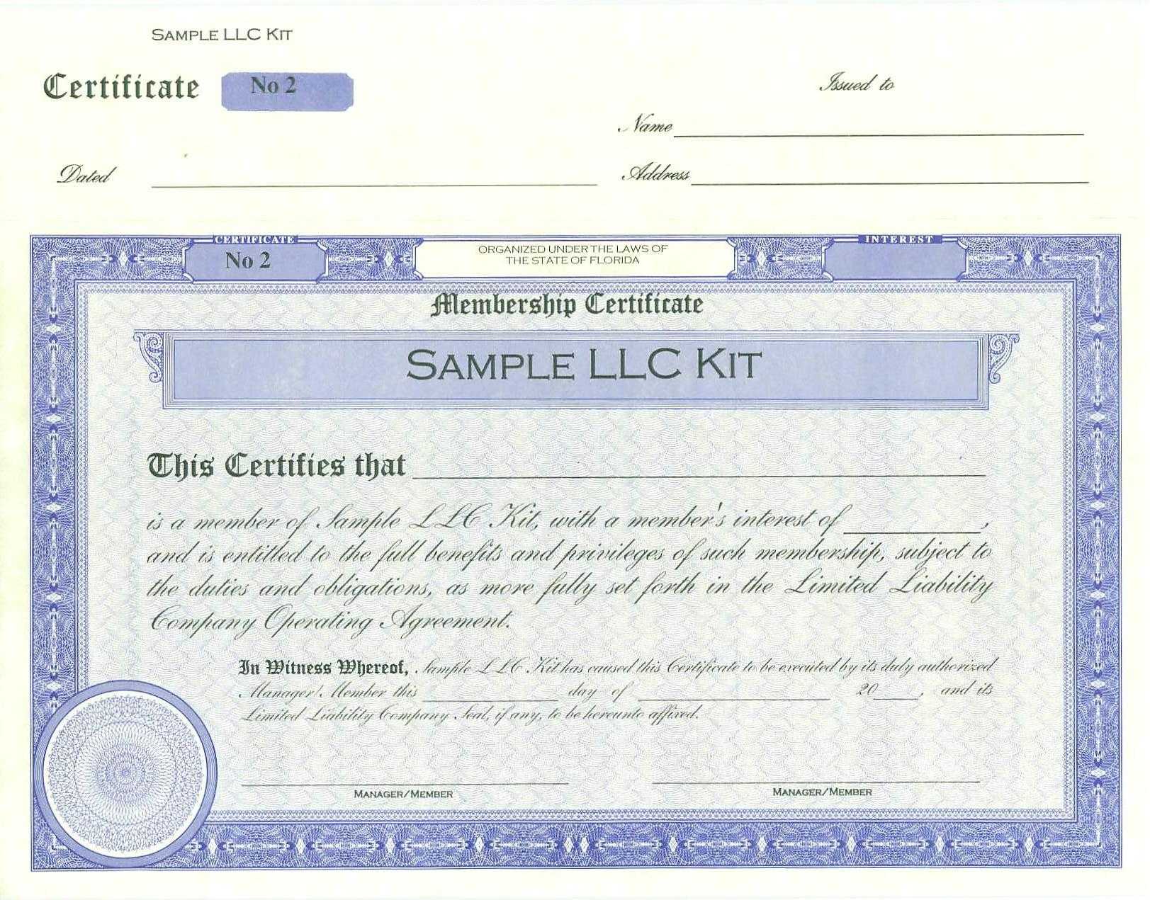 009 Llc Member Certificate Template Ideas Staggering Pertaining To New Member Certificate Template