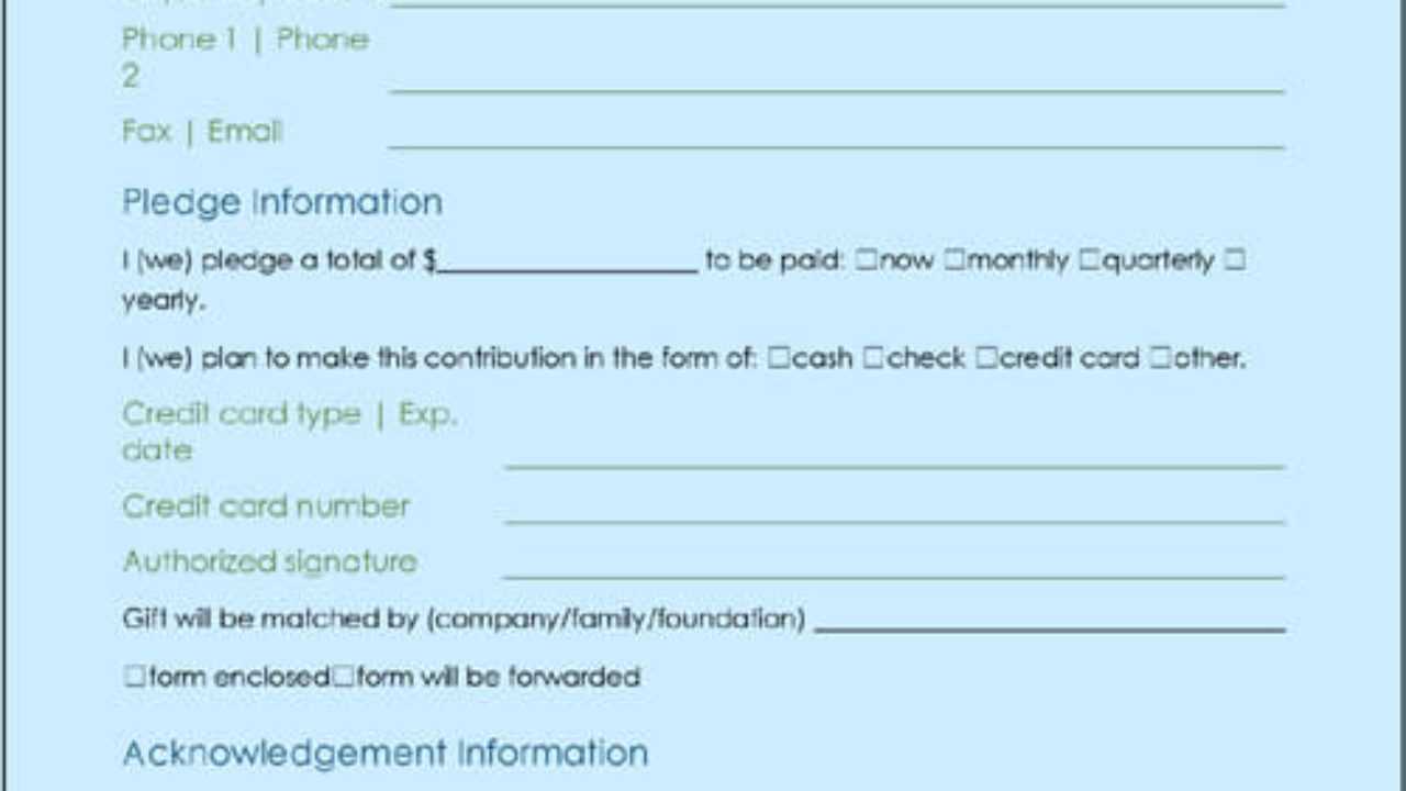010 Donation Form Template 1280X720 Word Archaicawful Ideas Pertaining To Church Pledge Card Template