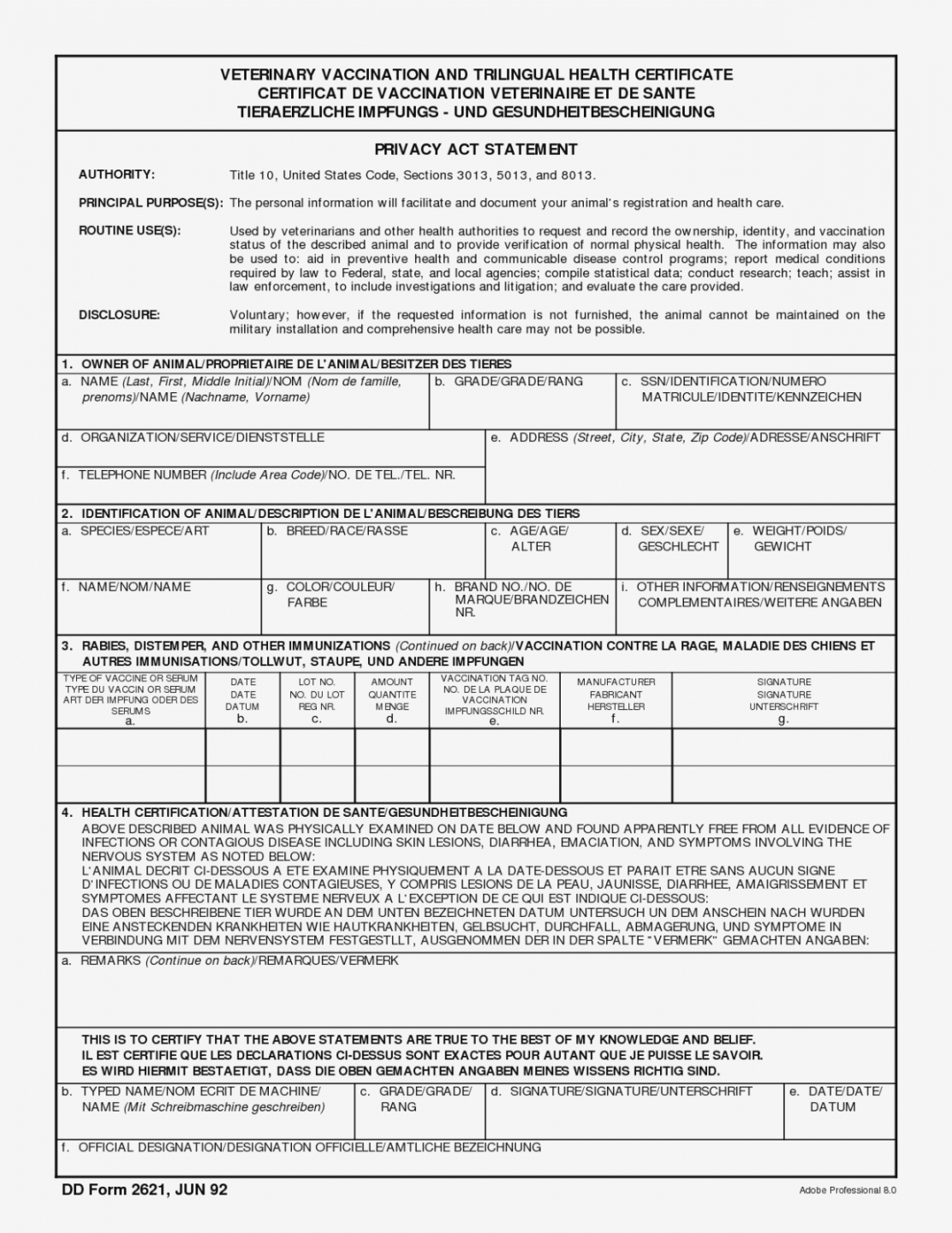 010 Editable Veterinary Health Certificate Template Throughout Veterinary Health Certificate Template