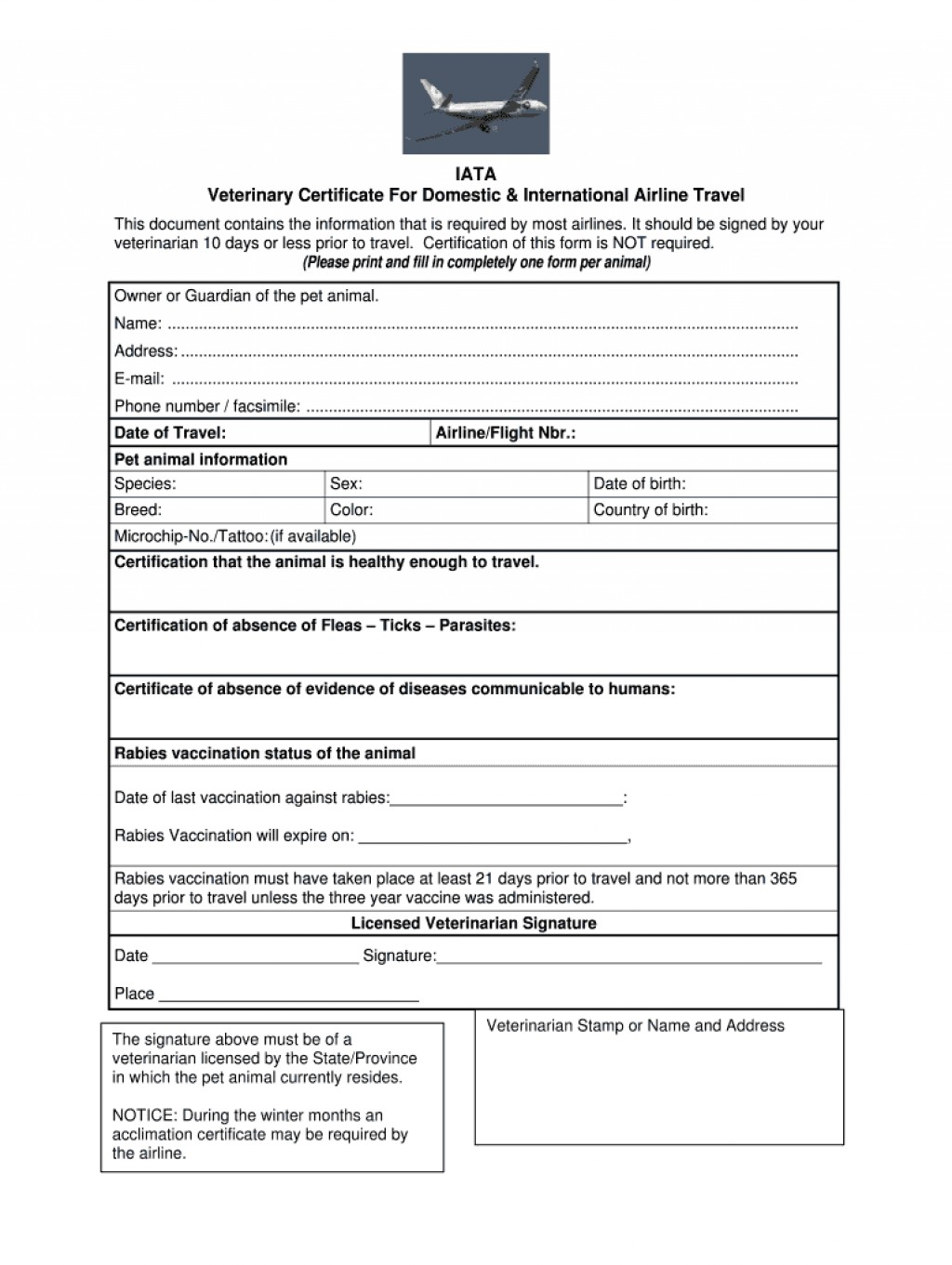 010 Editable Veterinary Health Certificate Template With Regard To Rabies Vaccine Certificate Template