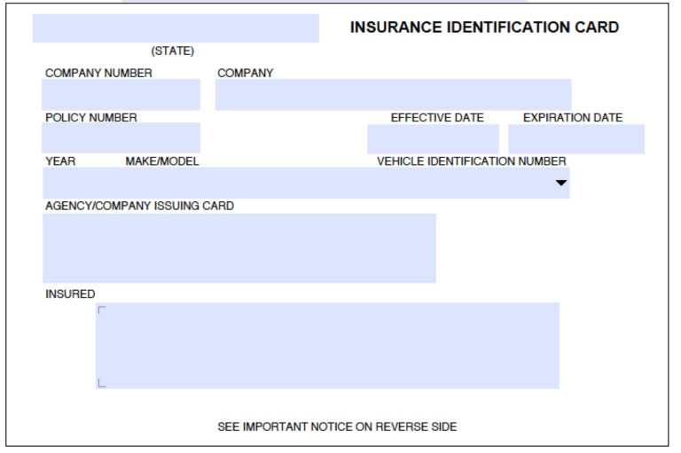 Auto Insurance Id Card Template