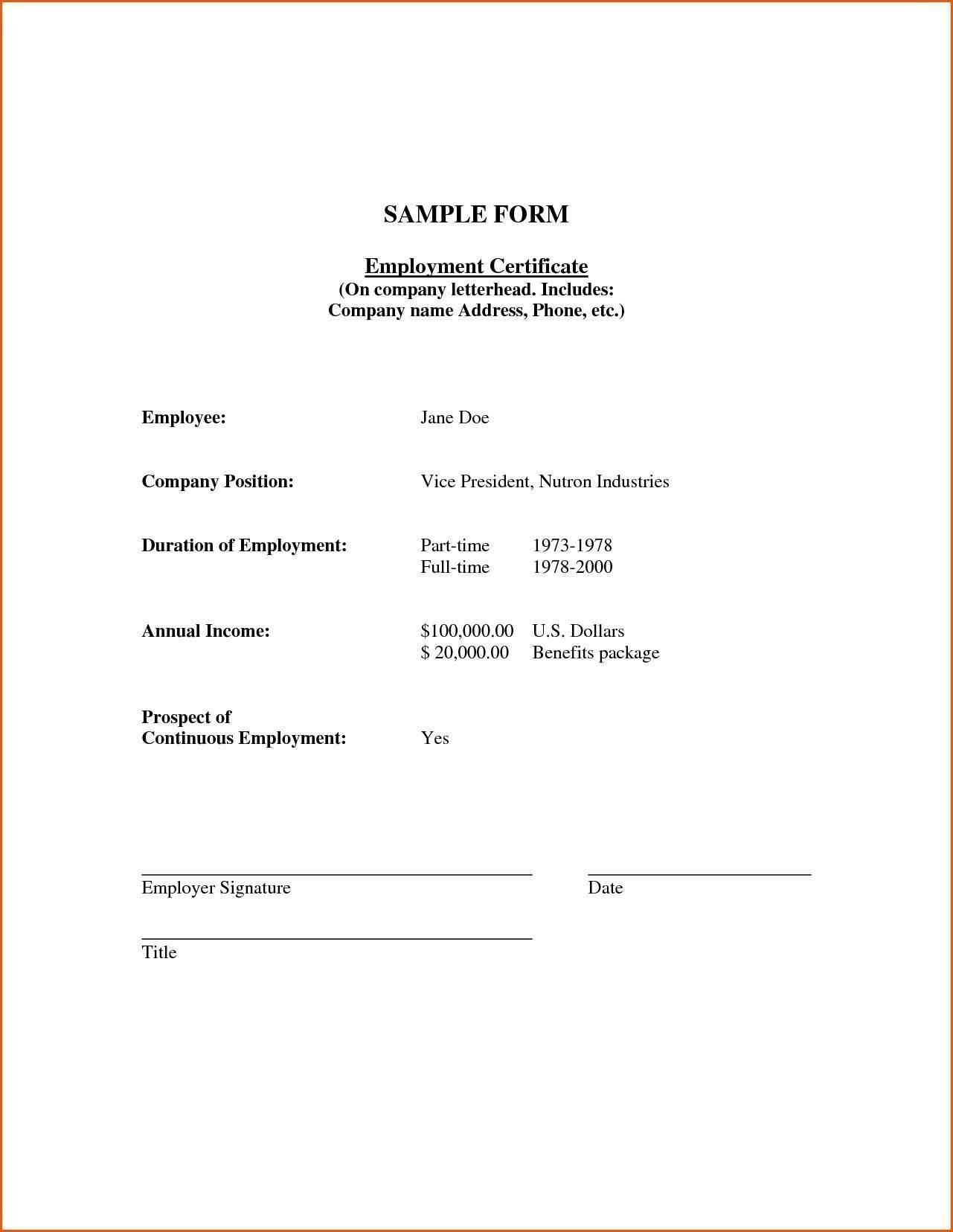 014 Sample Certificate Employment With Salary Indicated Best With Regard To Employee Certificate Of Service Template