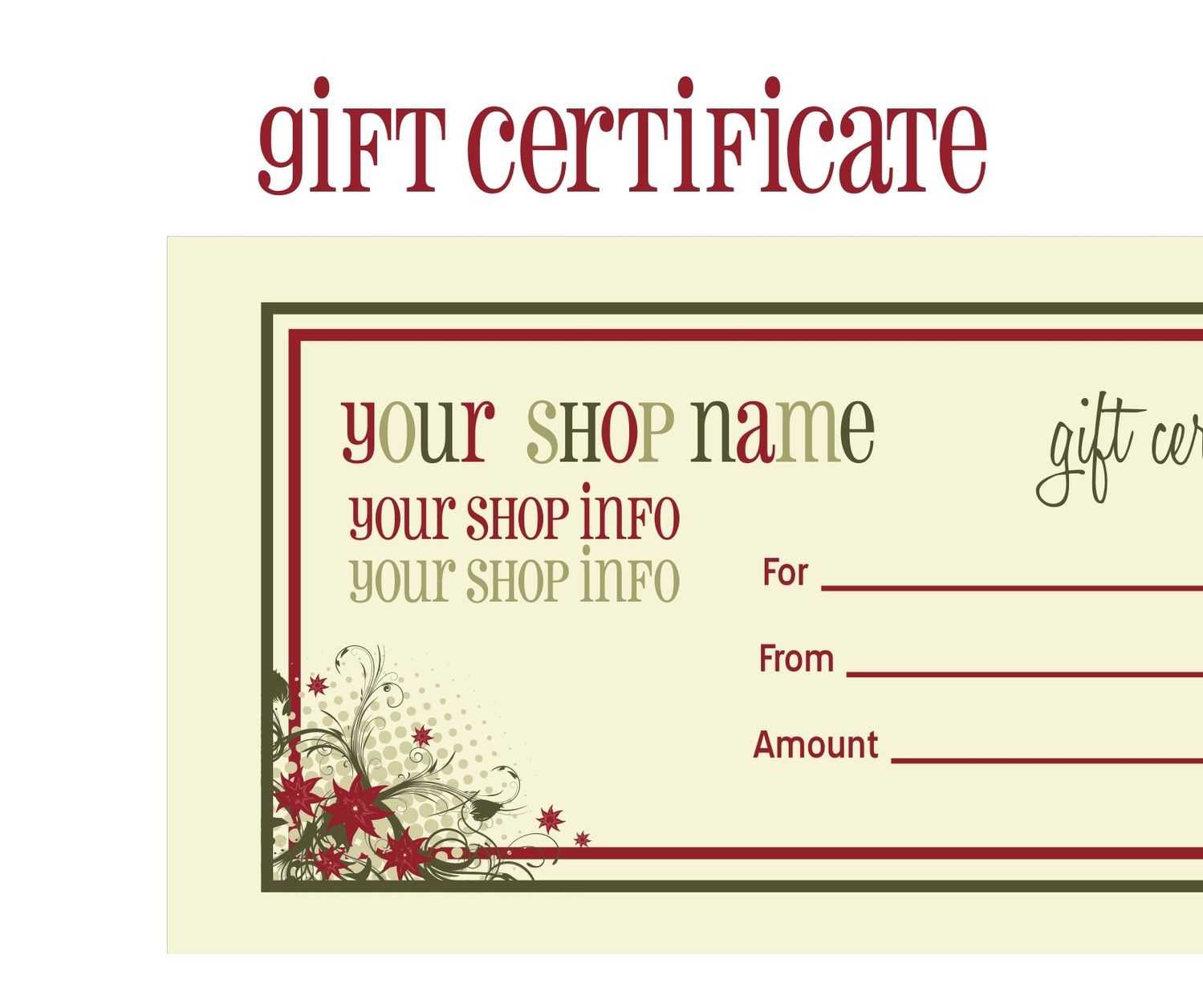 014 Template Ideas For Gift Unique Certificate Free Massage For Homemade Christmas Gift Certificates Templates