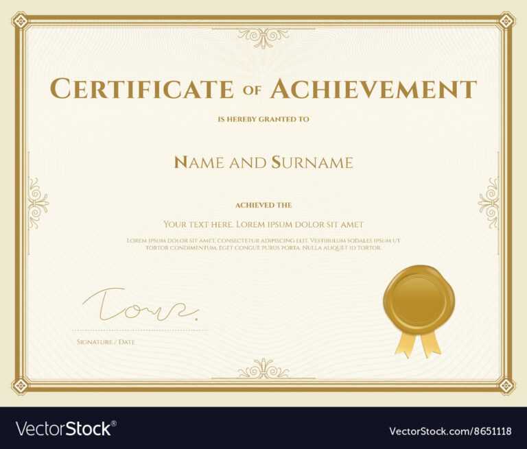 015 Template Ideas Certificate Of Achievement In Gold Theme Inside ...