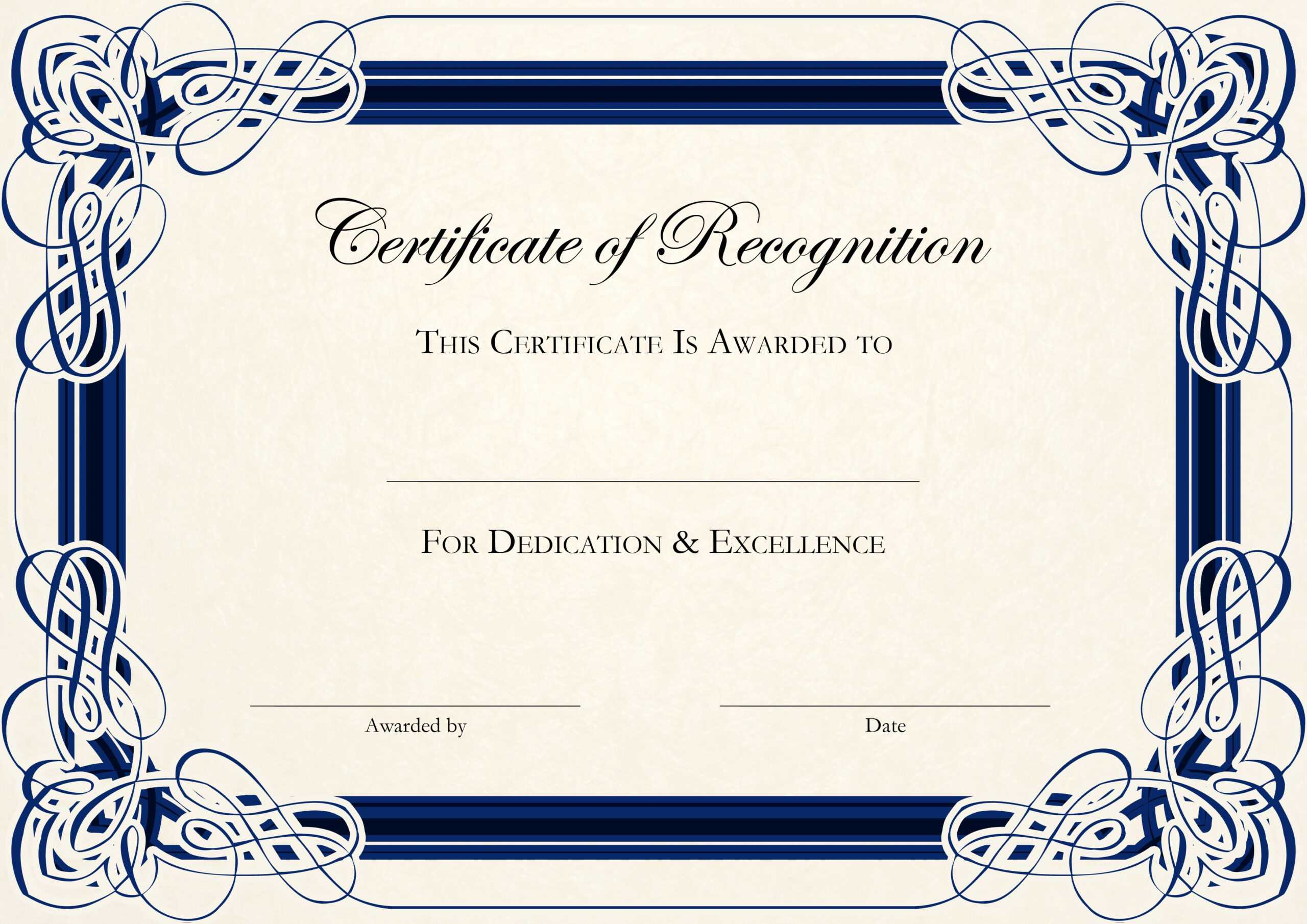 015 Template Ideas Create Certificate Of Recognition In In Free Certificate Templates For Word 2007
