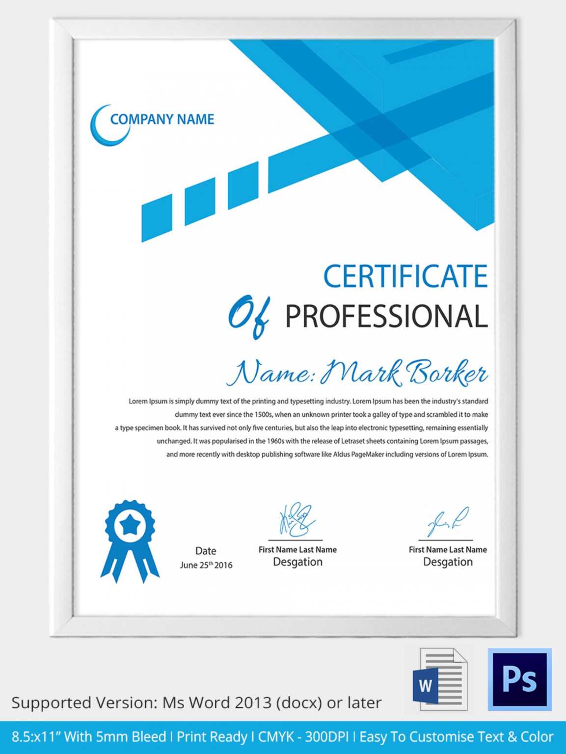 certificate template word 2013 free download