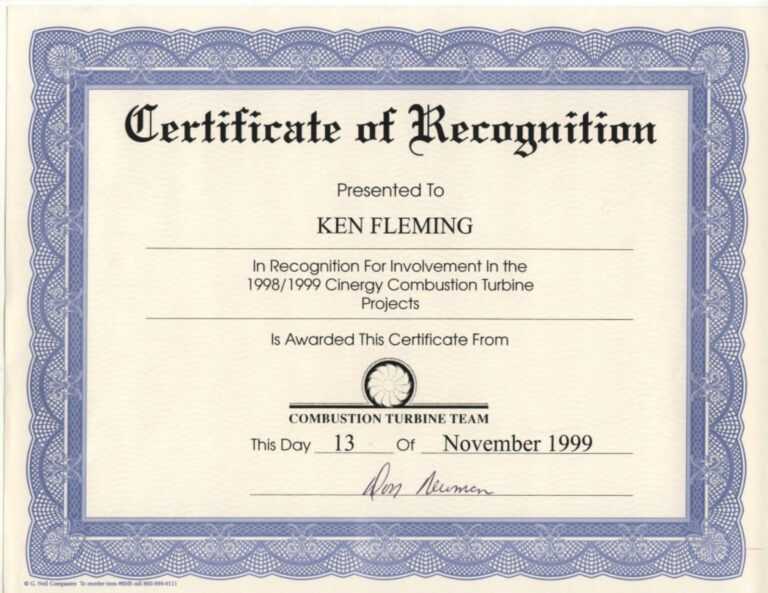 Sample Certificate Of Recognition Template