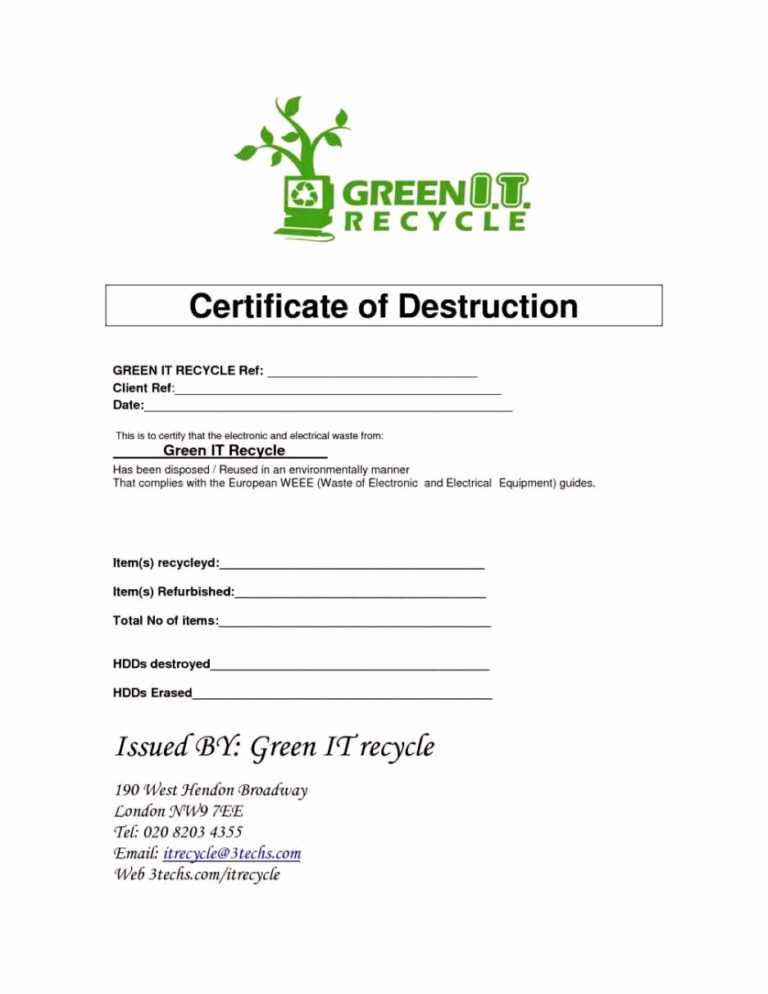 Certificate Of Destruction Template Ideas Bunch For In Hard Drive
