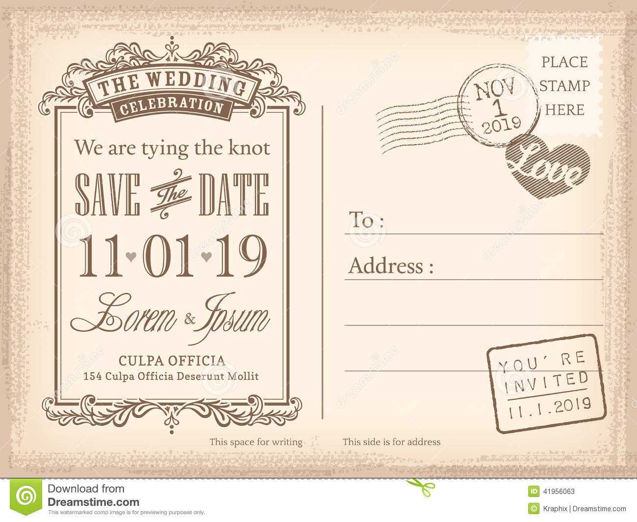 016 Save The Date Postcard Templates Vintage Background Intended For Save The Date Cards Templates