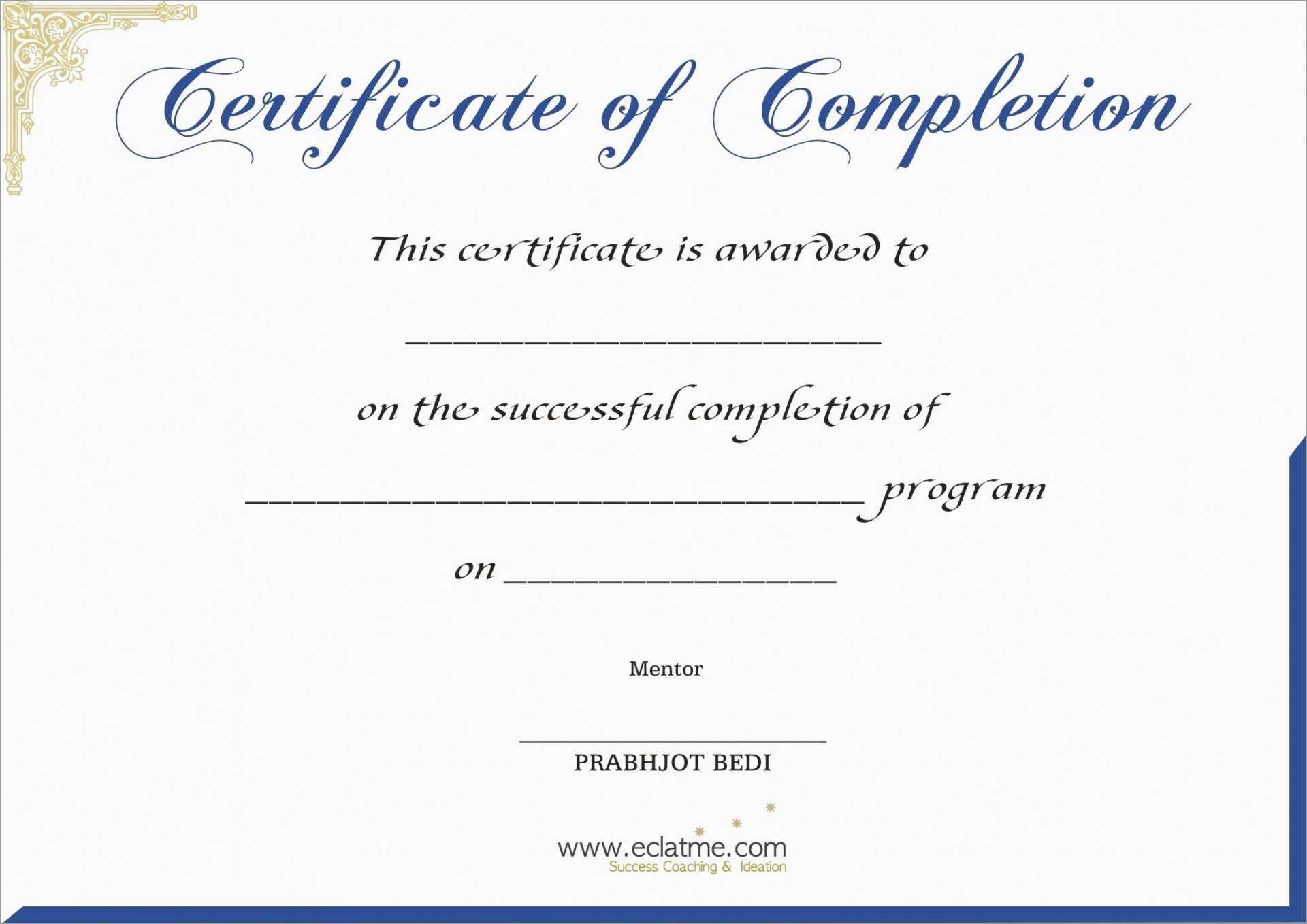 016 Template Ideas Training Completion Certificate Free Pertaining To Free Training Completion Certificate Templates