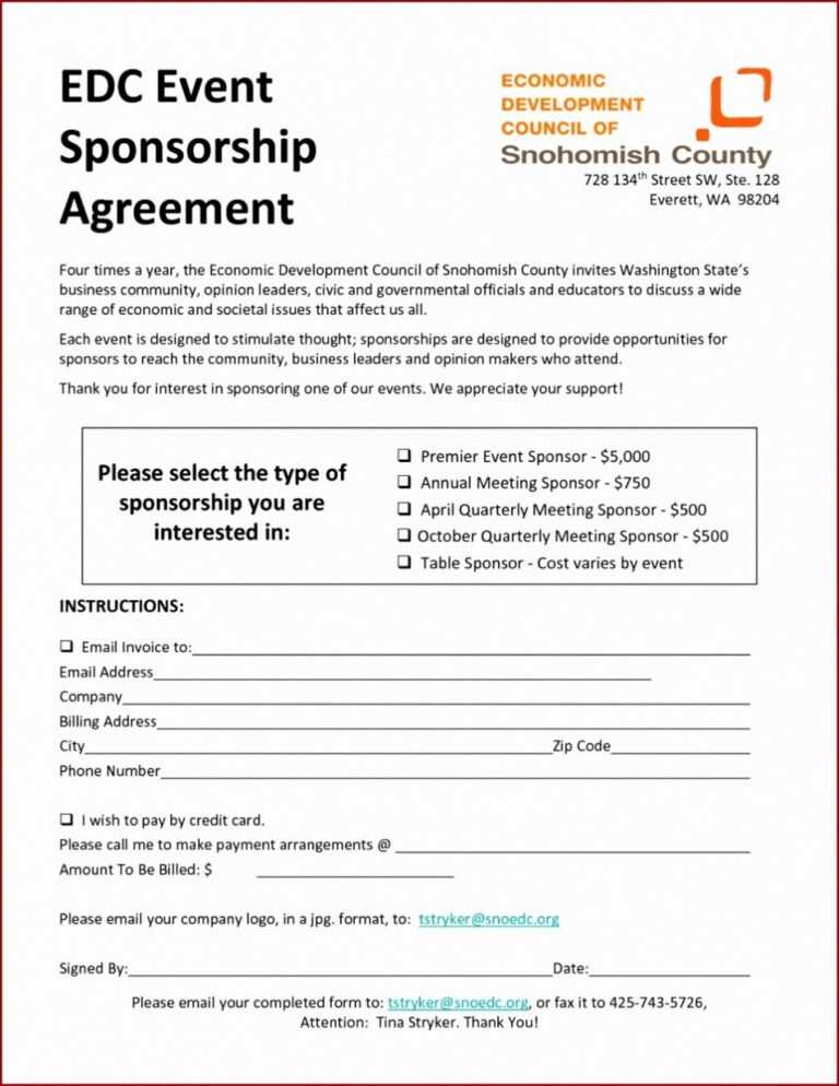 017 Event Sponsorship Contract Template Sample Ideas inside Sponsor