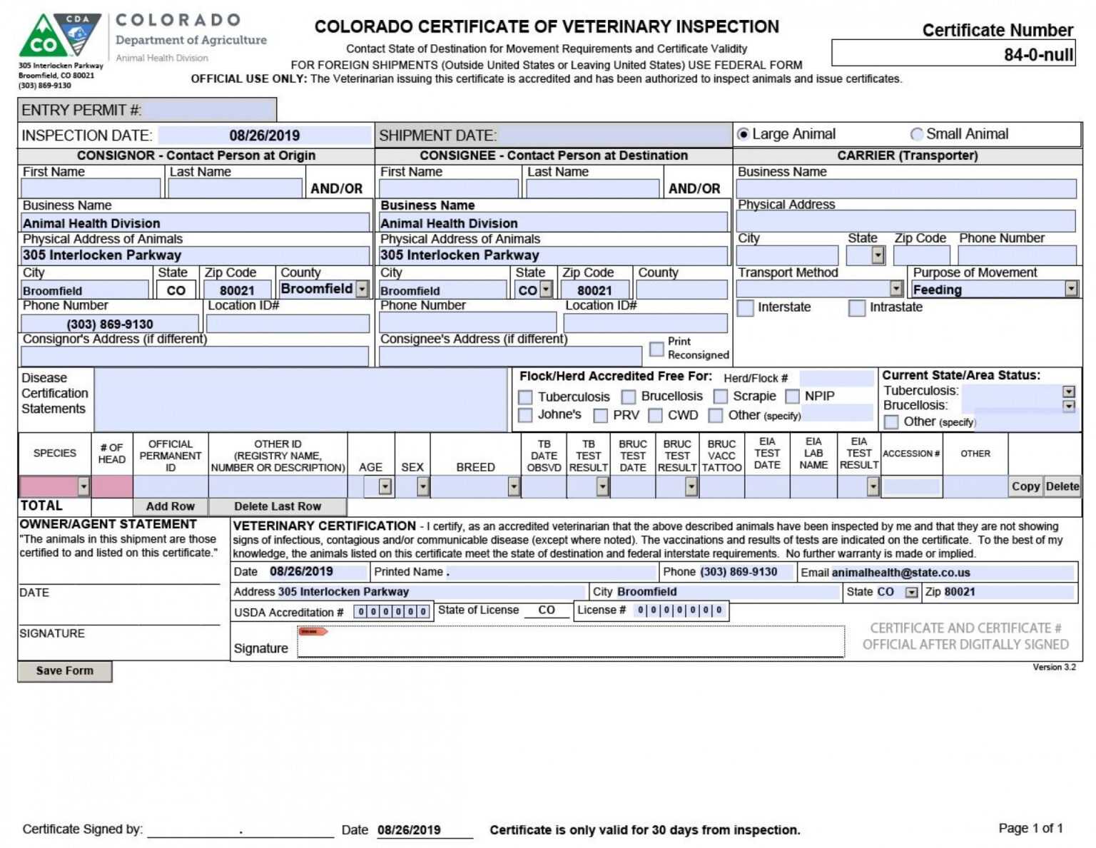 Certificate Of Veterinary Inspections Certificate Tem - vrogue.co