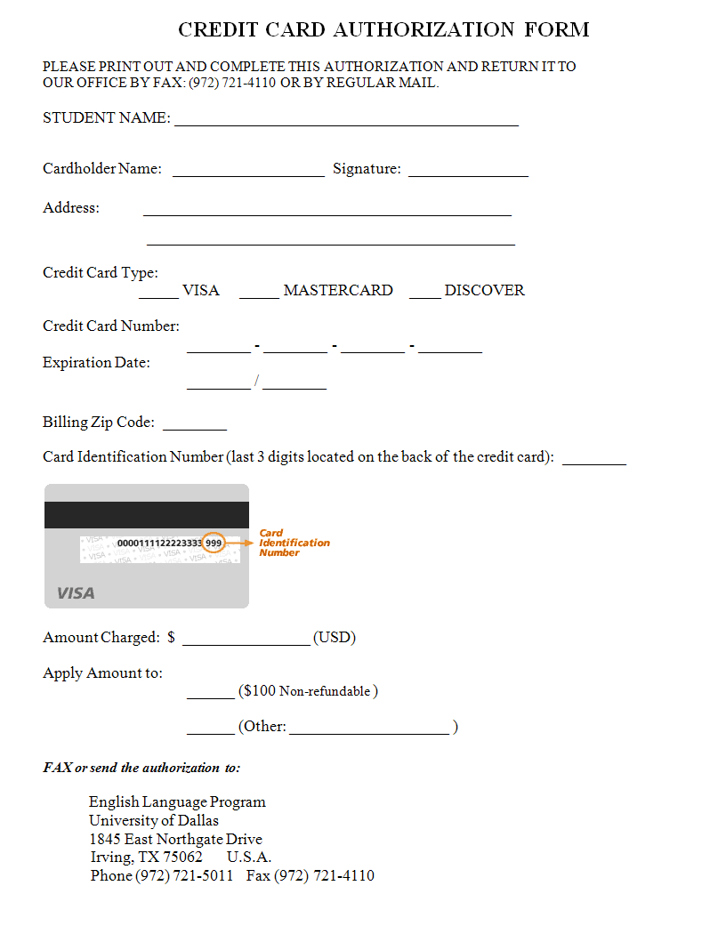 018 Credit Card Authorization Form Template Download For Credit Card On File Form Templates