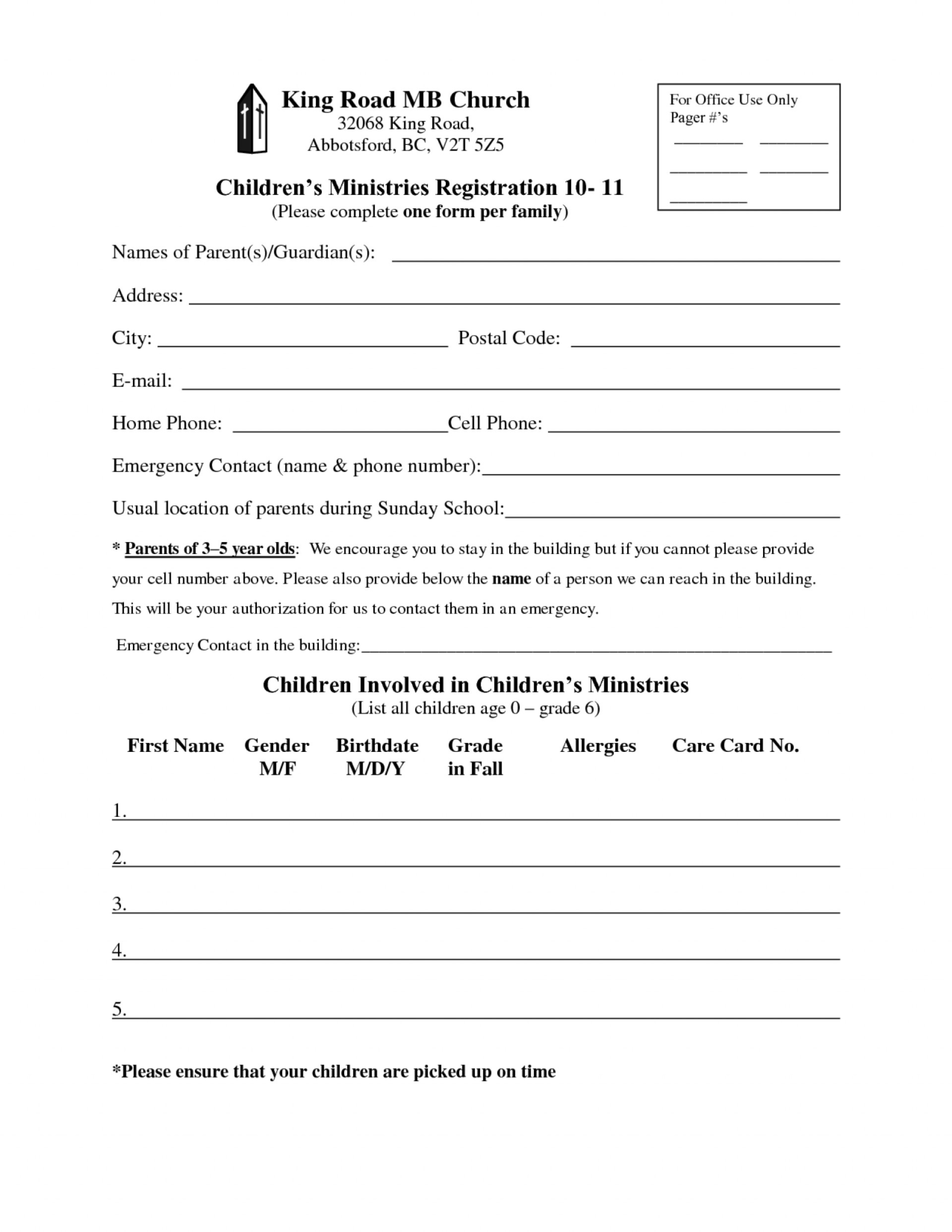 Printable Church Visitor Card Template