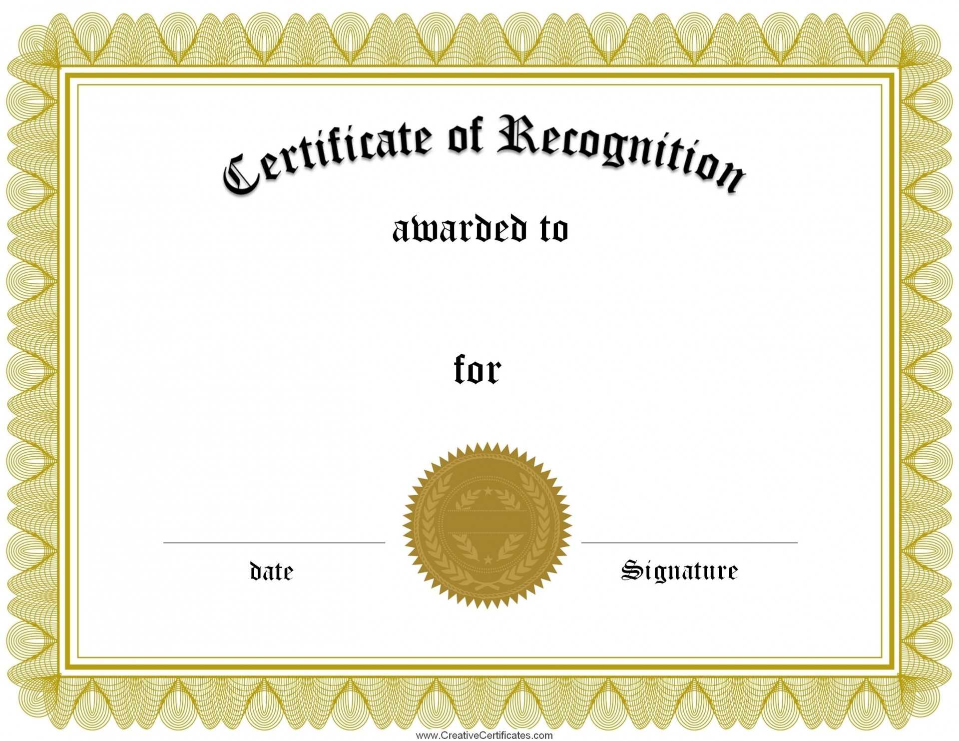 020 Recognition Certificate Template Free Ideas Beautiful Of Within Template For Recognition Certificate